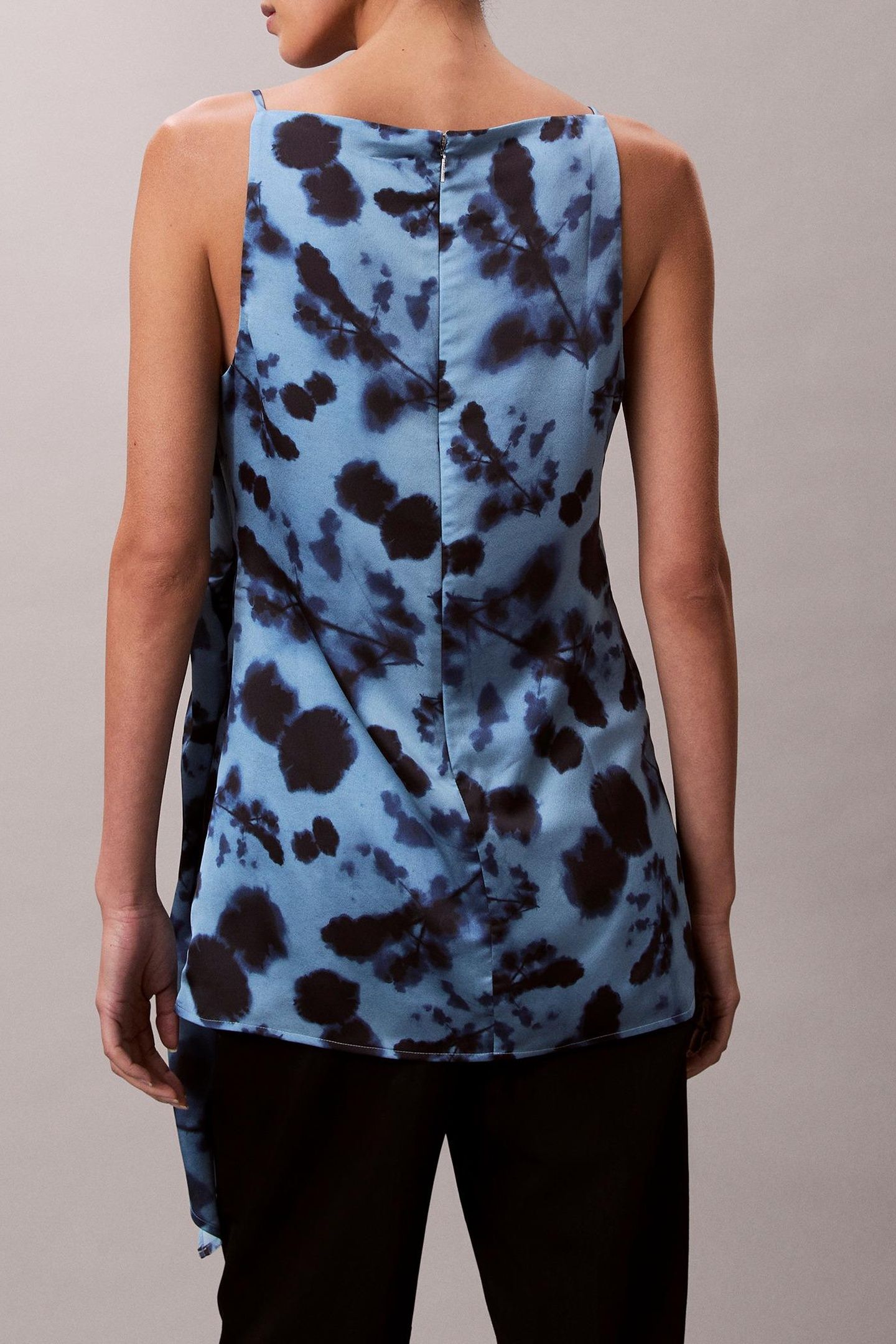 PRINTED SATIN TWISTE SHIRT BLUE 4