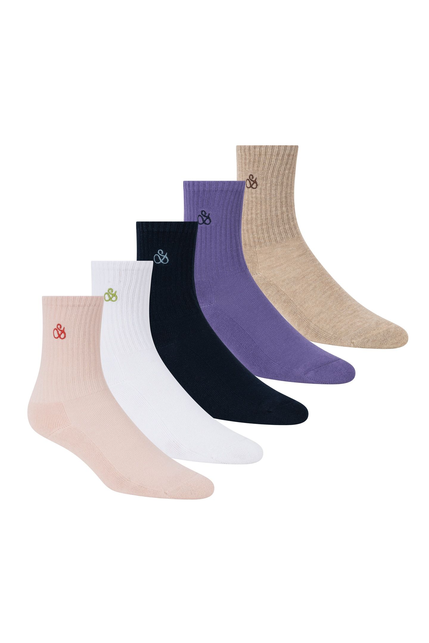 5PK WOMENS 1/2 TERRY GIFT BOX CREW PINK 1