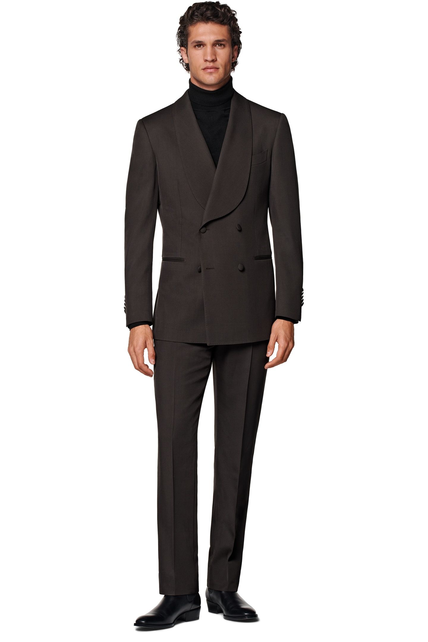 MILANO DARK BROWN PURE WOOL S120 NESTED TUXEDOS DARK BROWN 1