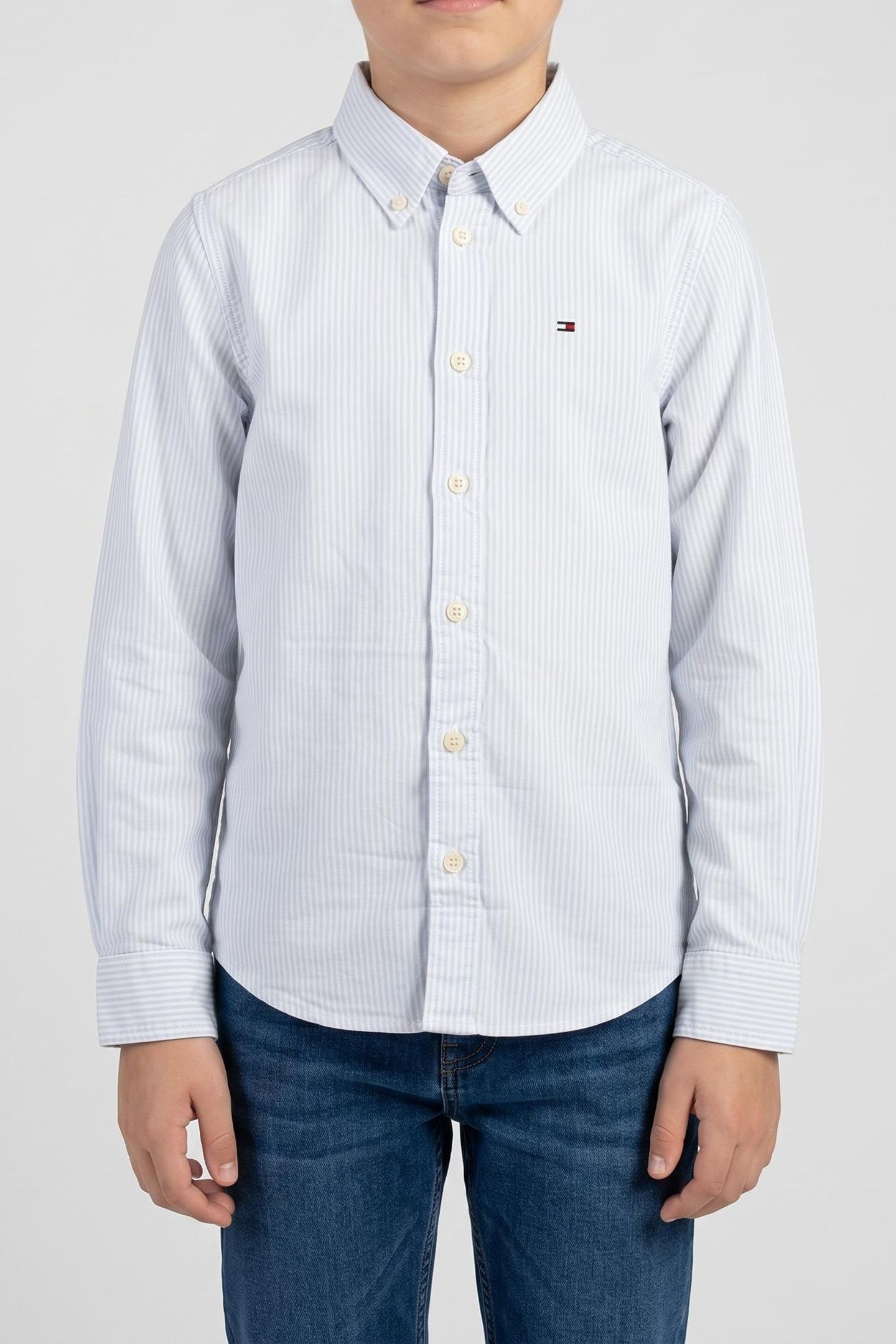 BOYS FLEX ITHACA SHIRT LS BREEZY BLUE STRIPE 1