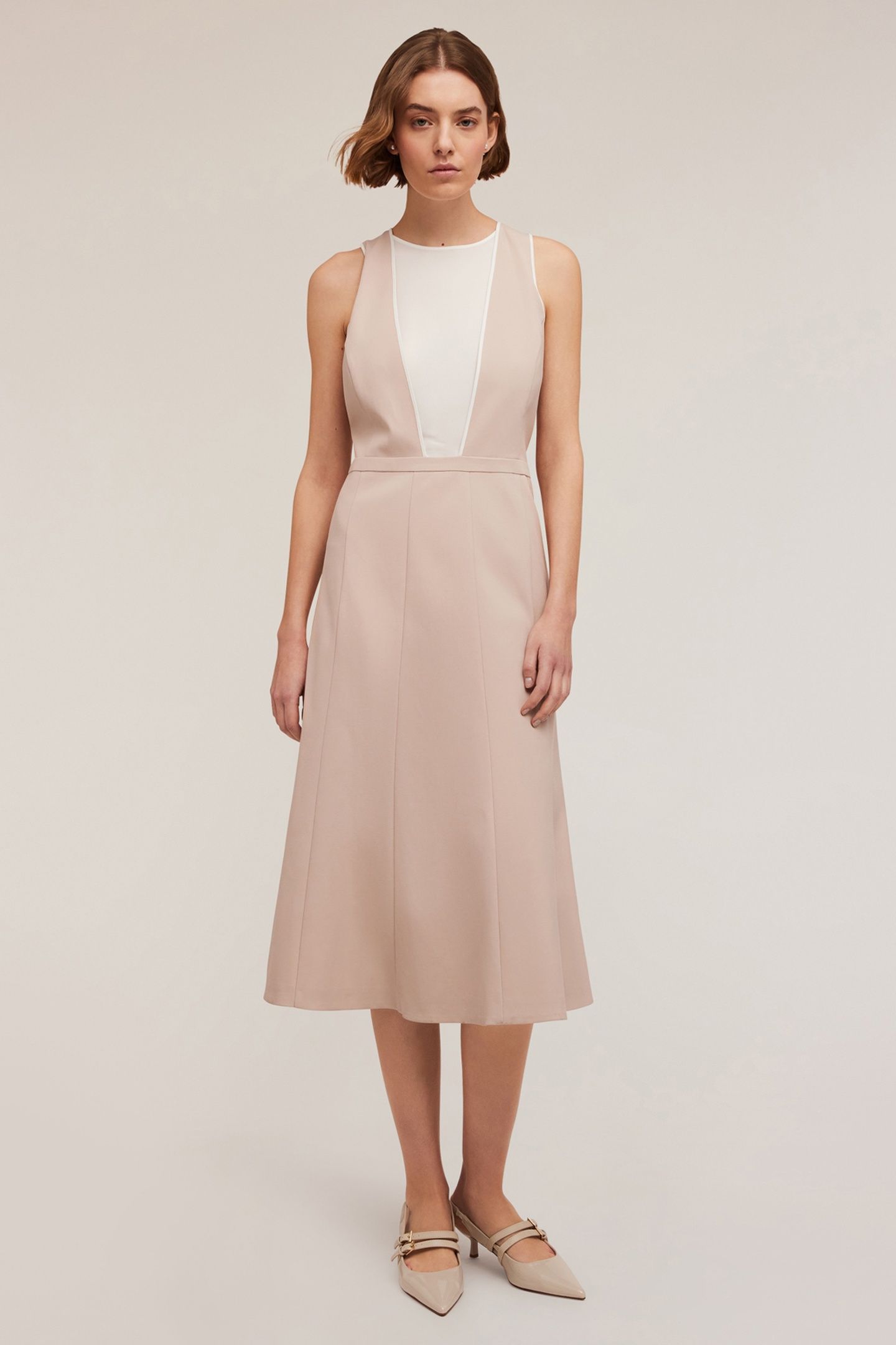 FLARE DRESS WITH INSERT BEIGE 1