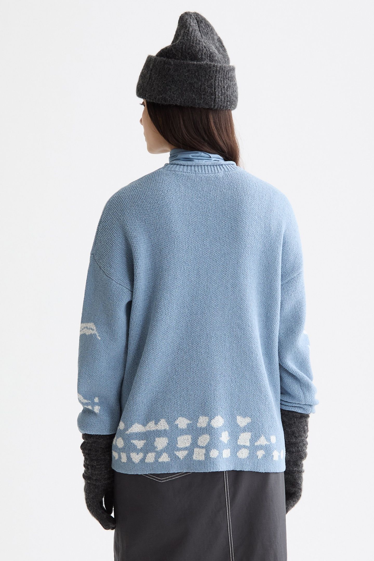JACQUARD PULLOVER FADED DENIM 3