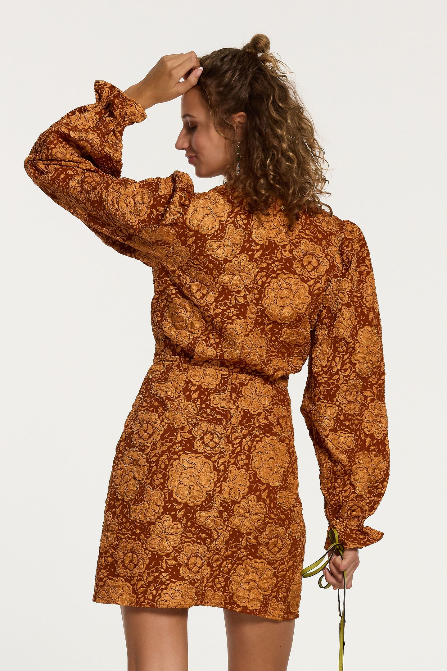 SAO PAULO DRESS FLOWER JAQUARD RUST ORANGE 3