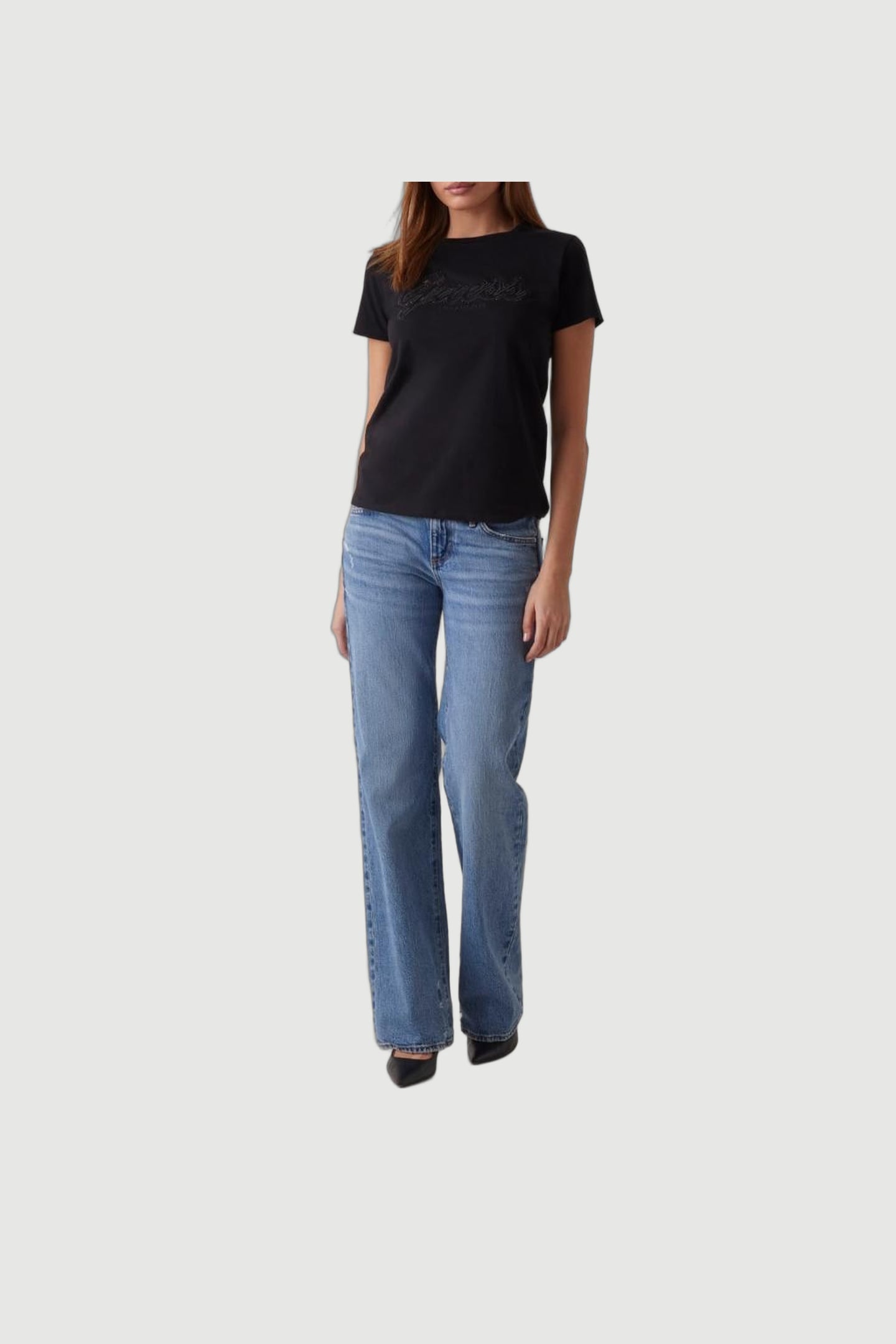 GUESS ECO SS SCRIPT LACE LOGO JET BLACK A996 1