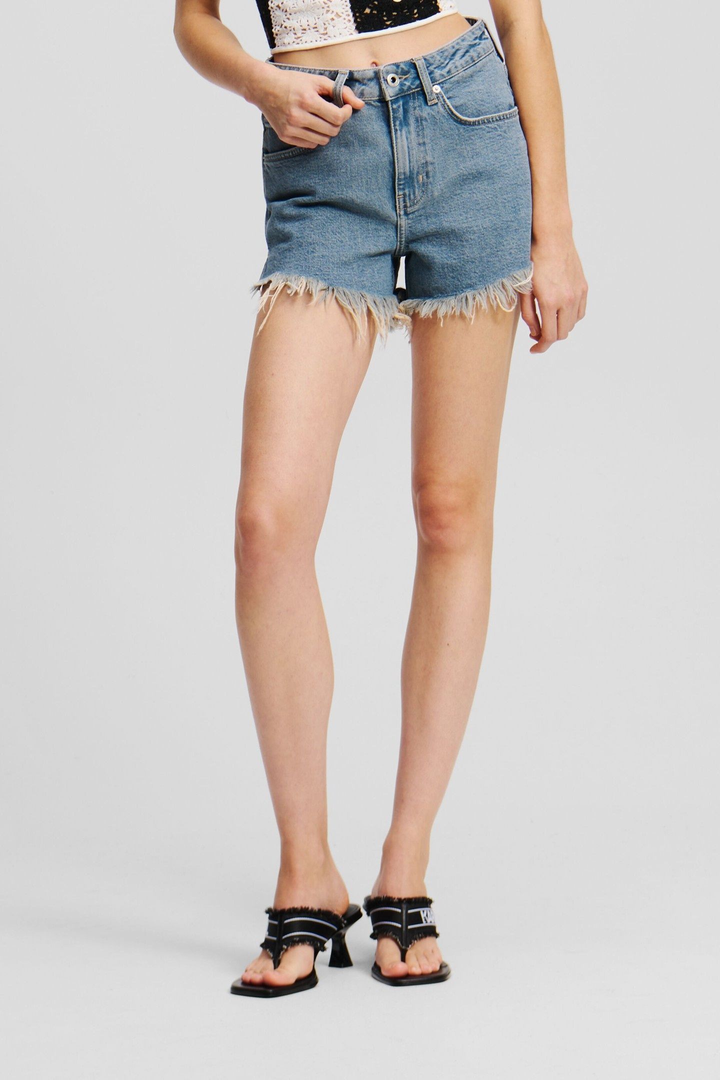 FRAYED DENIM SHORT TINTED WASHED MID BLUE 1