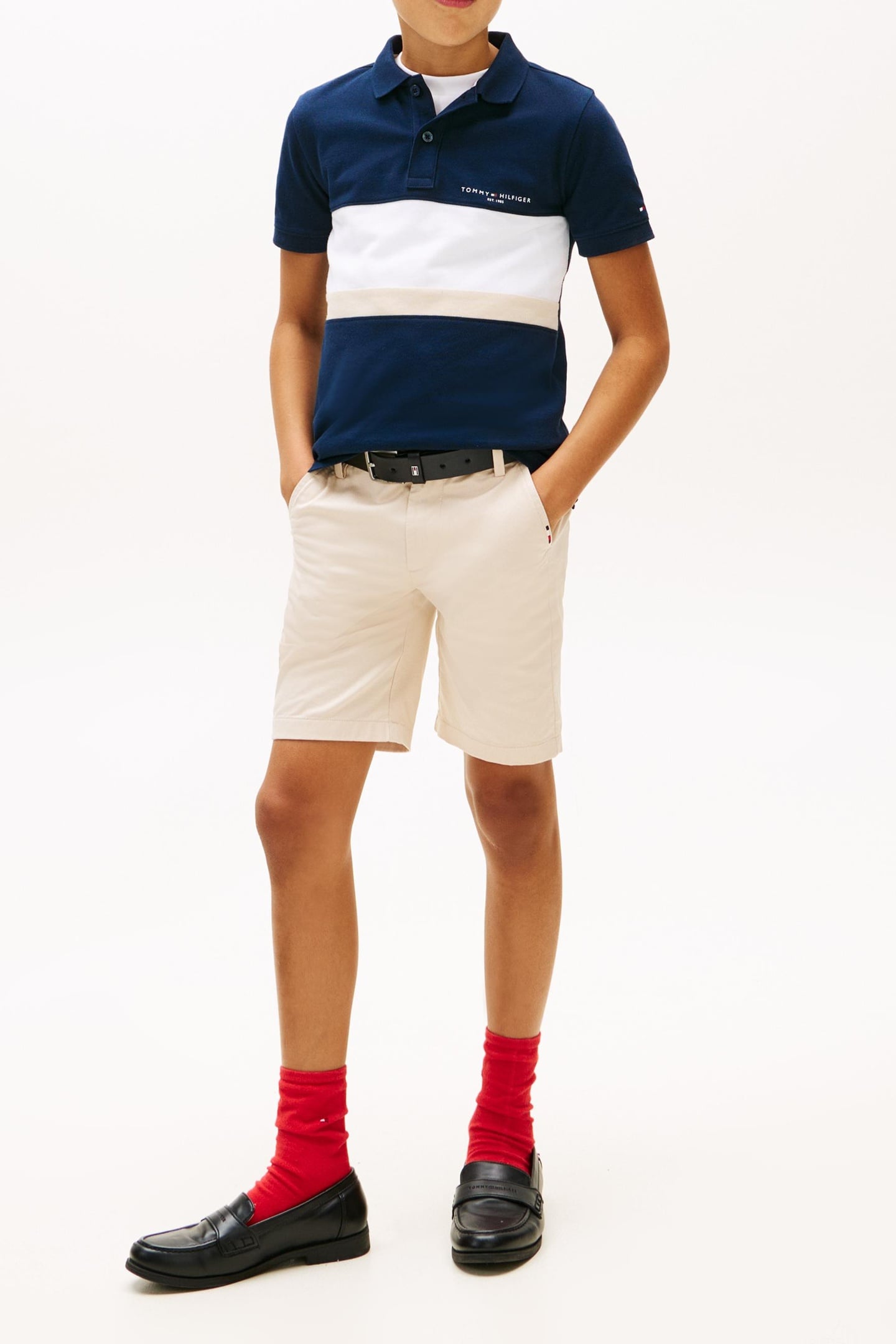 BOYS MINI EMBROIDERED POLO DARK NIGHT NAVY COLOURBLOCK 2