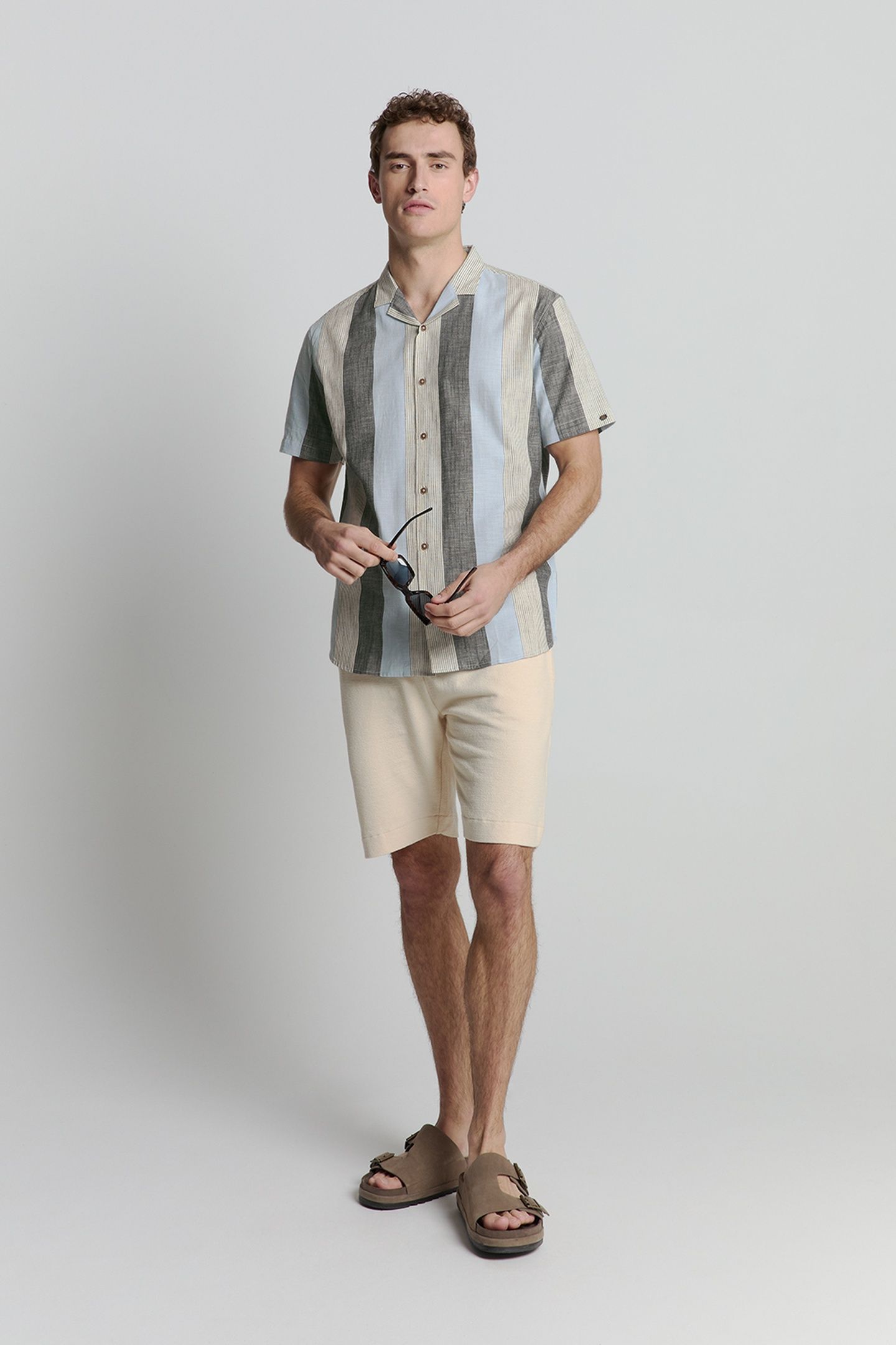 SHIRT SHORT SLEEVE REVERS COLLAR SLUB MULTI COLOURED VERTICA 1