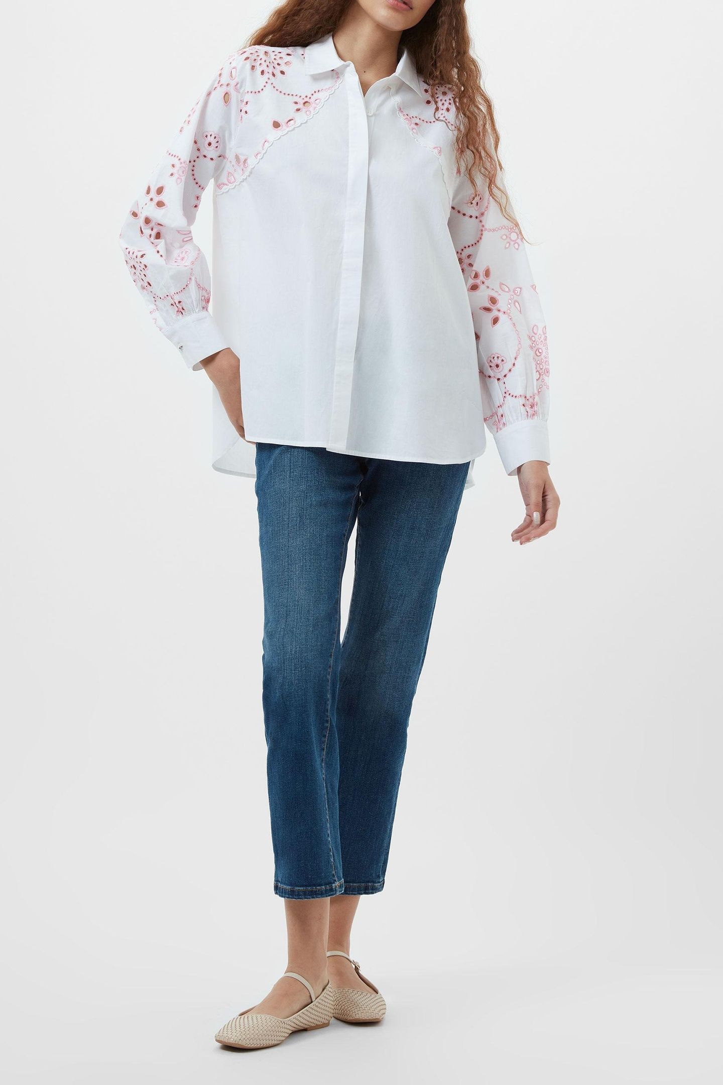CAMBRIA COTTON EMBROIDERED SHI LINENWHITE/BUBBLEGUM 3