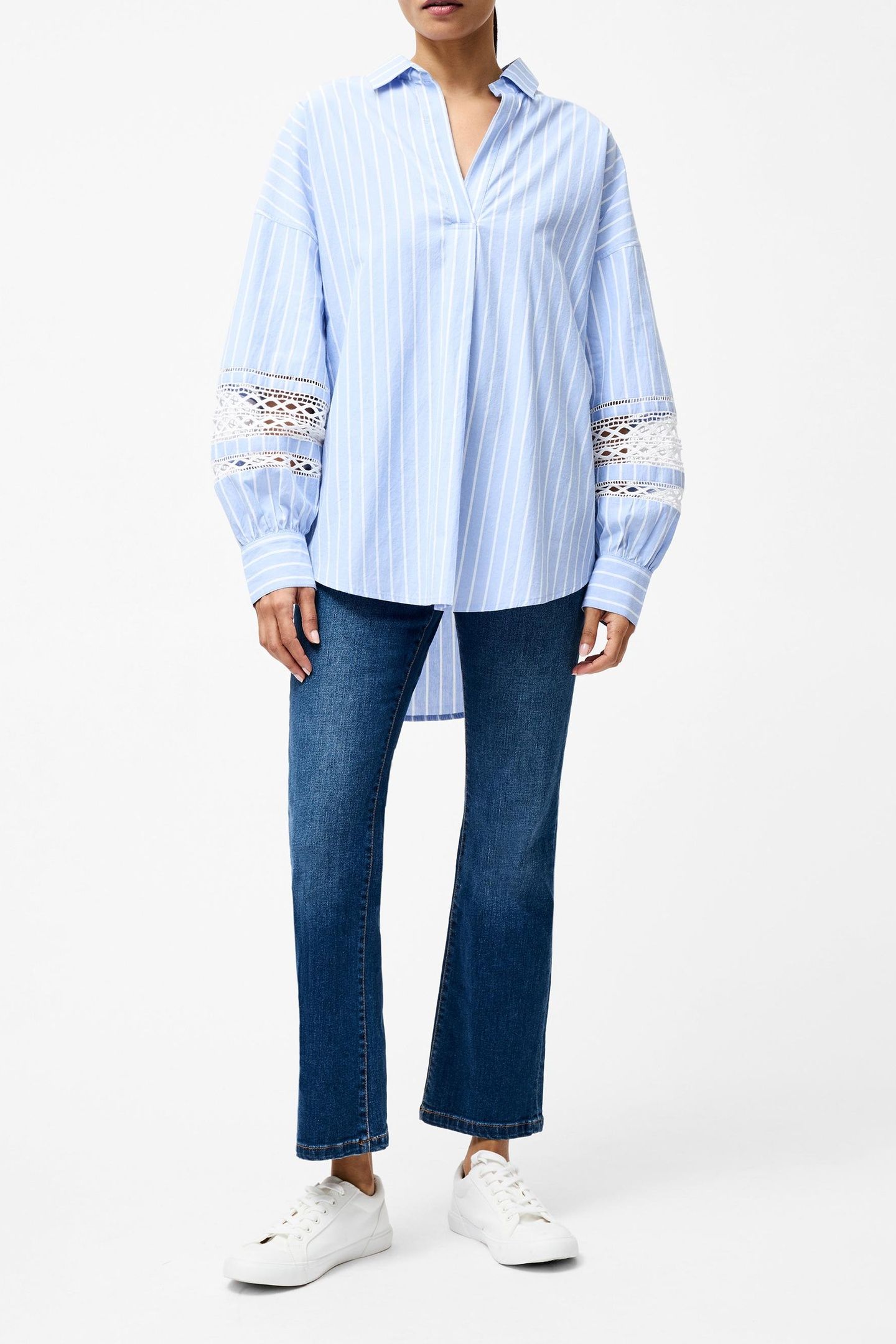 CAMBRIA COTTON STR TRIM SHIRT BLUE/WHITE 3