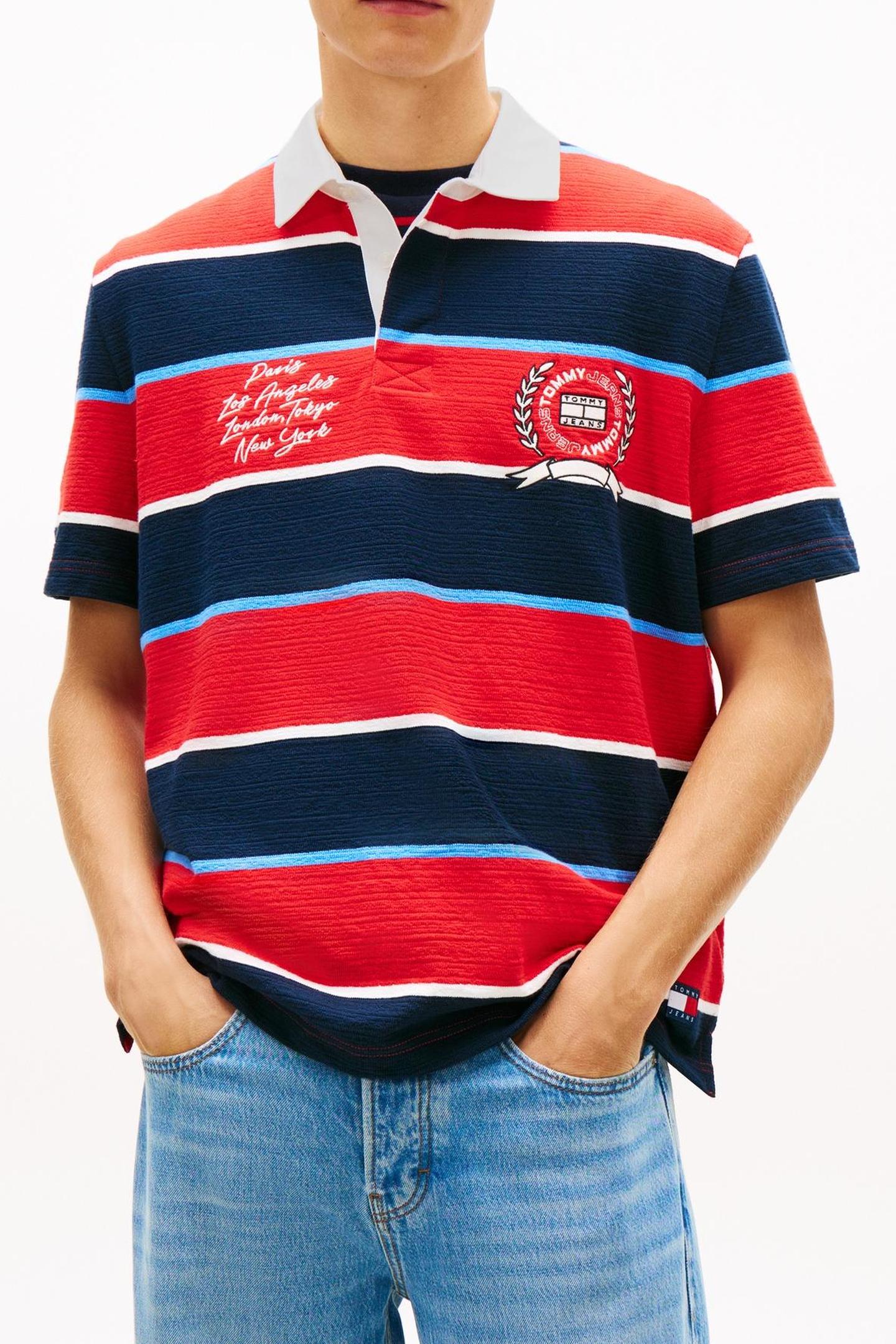 TJM RELAXED SS STRIPE POLO RAPID RED STRIPE 1