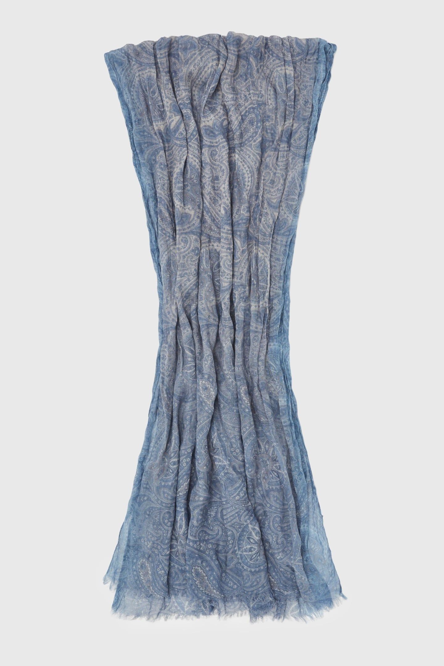 PAISLEY PRINTED SCARF BLUE STONE 2