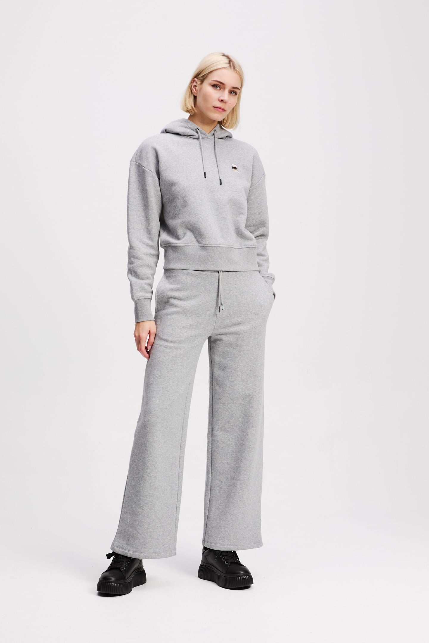 IKON WIDE LEG SWEATPANTS LIGHT GREY MELANGE 1