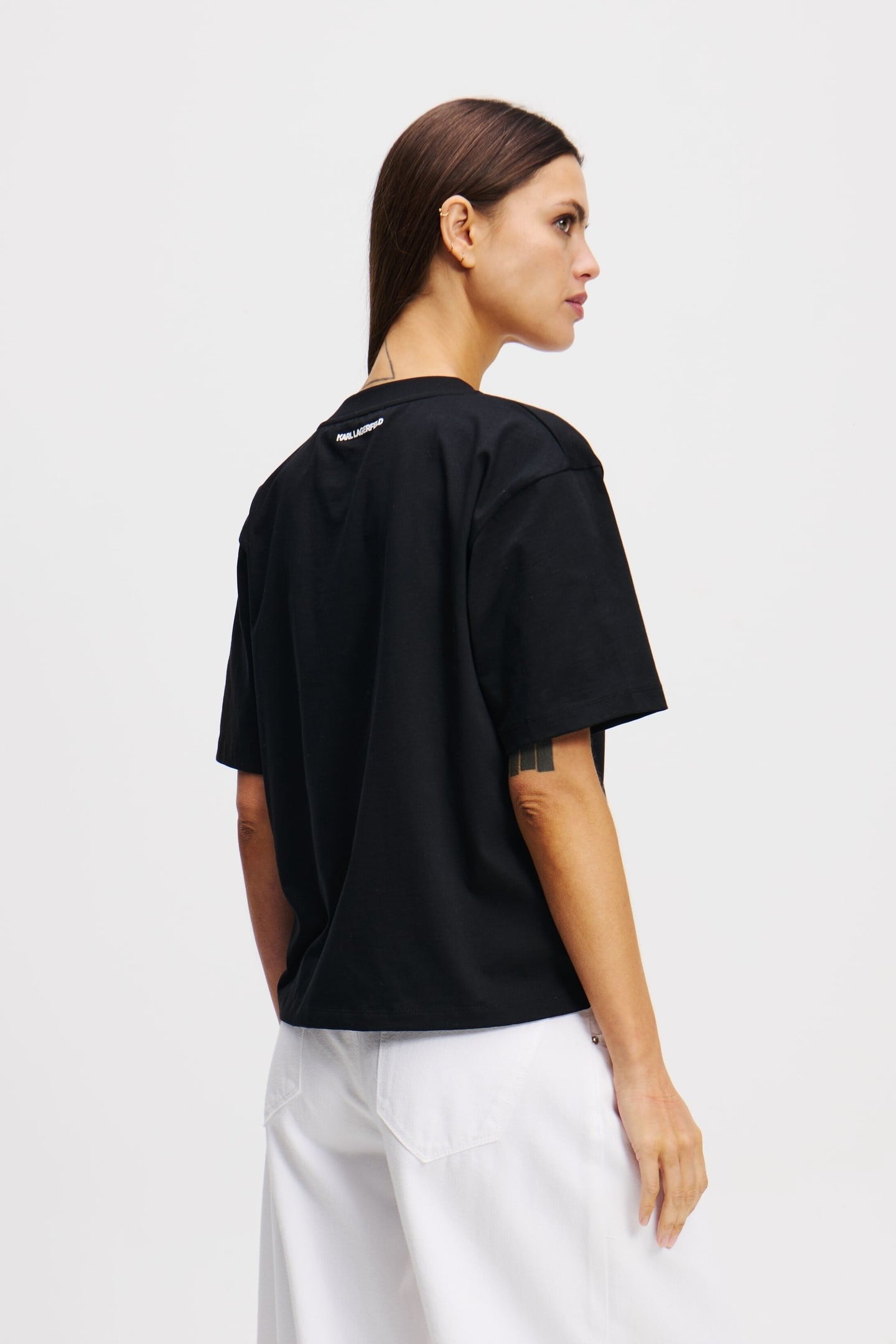 KARL SIGNATURE HEM V-NECK TSHIRT BLACK 2