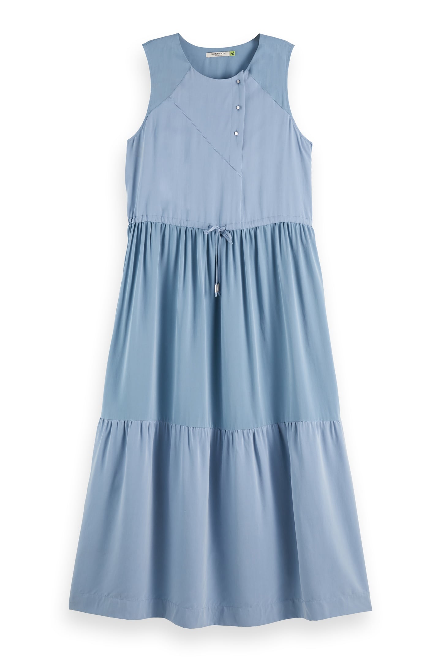 MIDI DRESS WITH GATHERED WAIST FADED DENIM 5