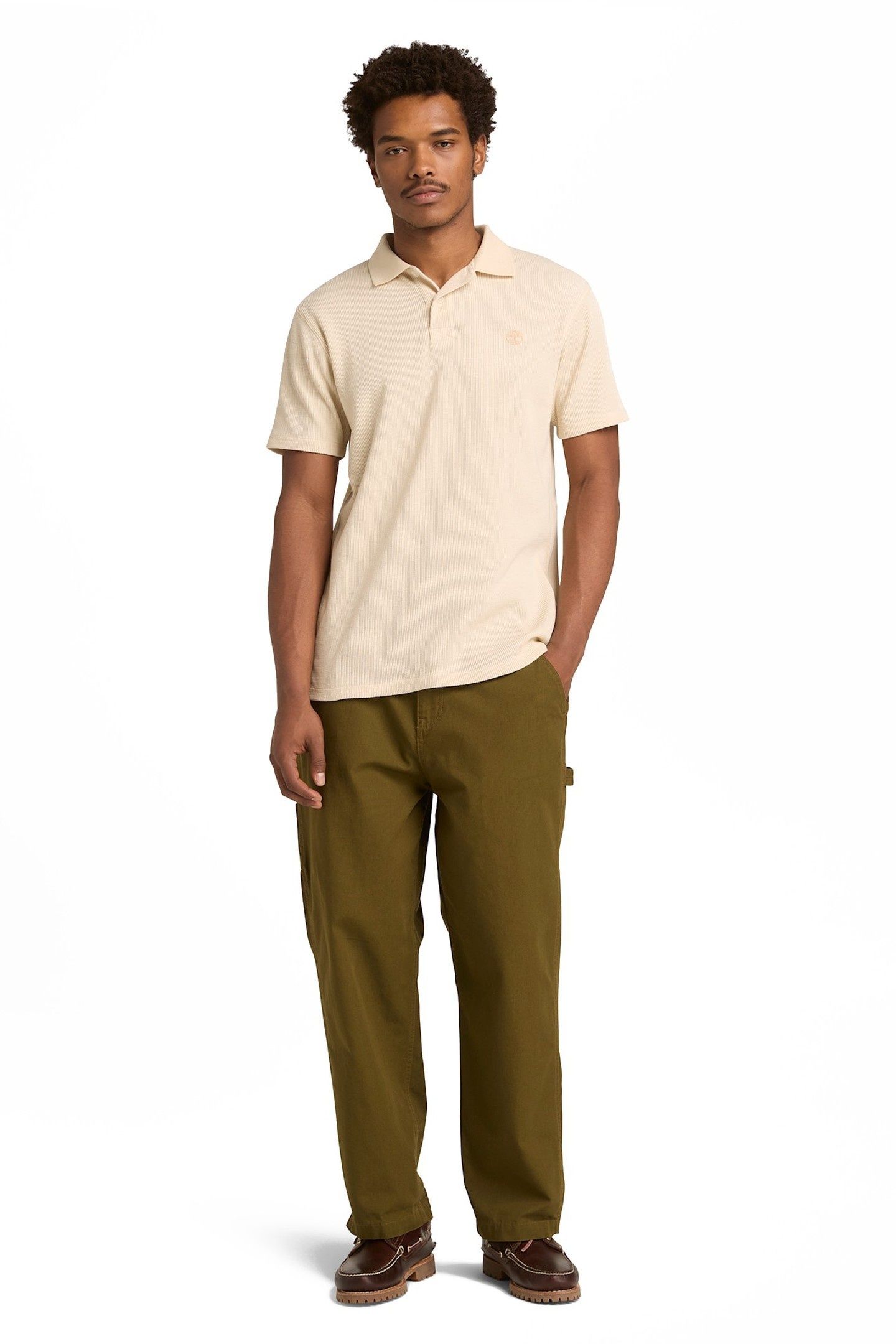 WAFFLE SHORT SLEEVE POLO NATURAL 1