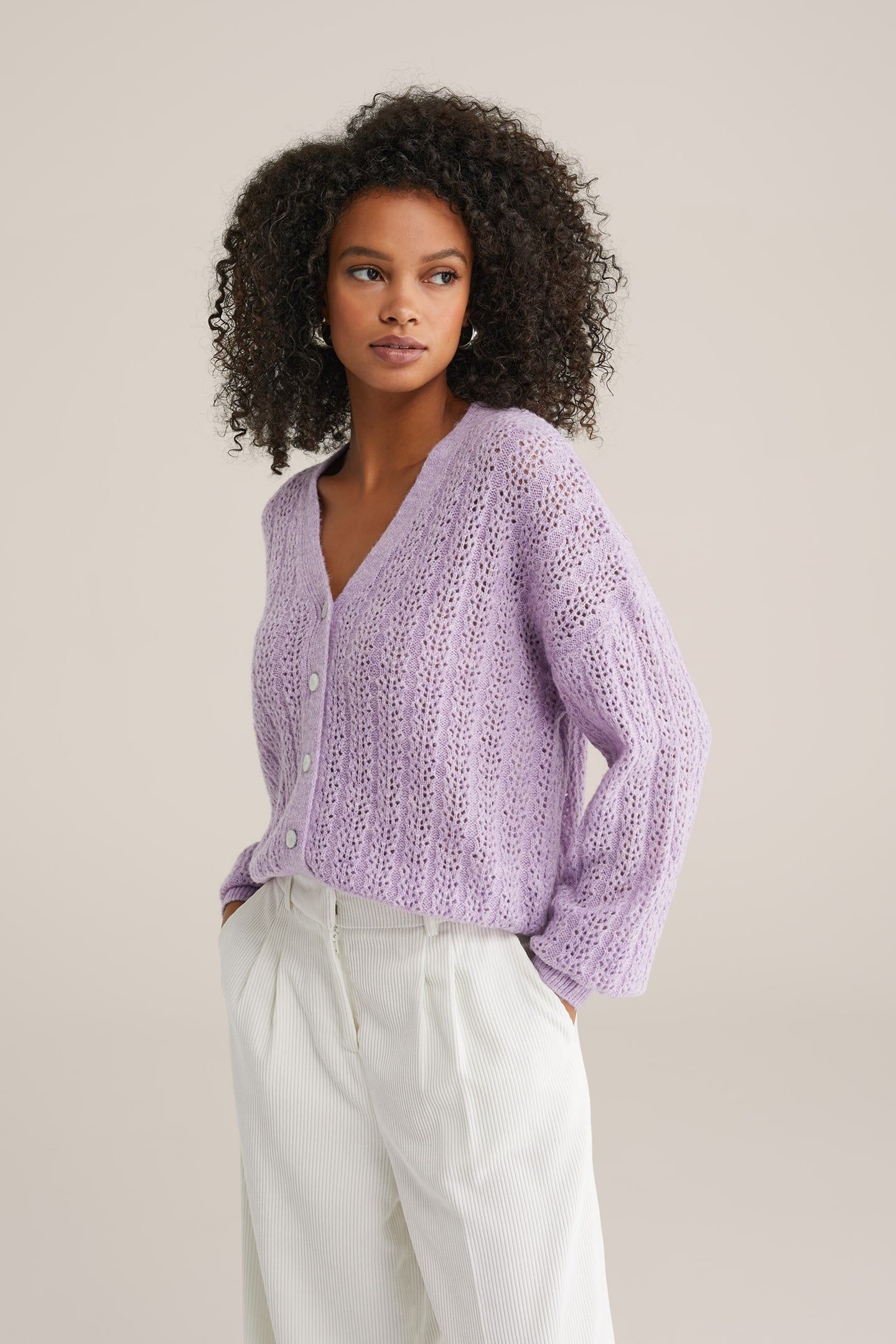 KNITTED CARDIGAN LILAC 1