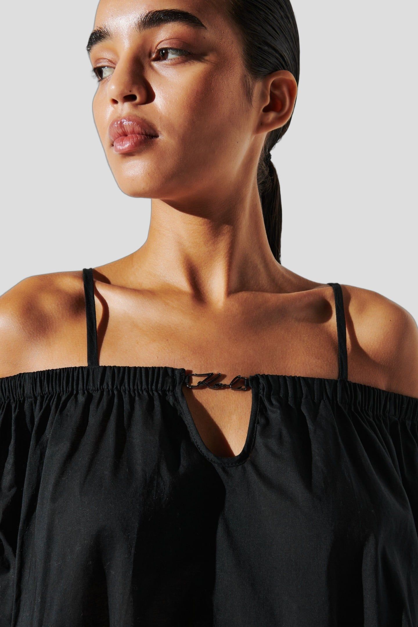 KARL DNA OFF SHOULDER DRESS BLACK 4