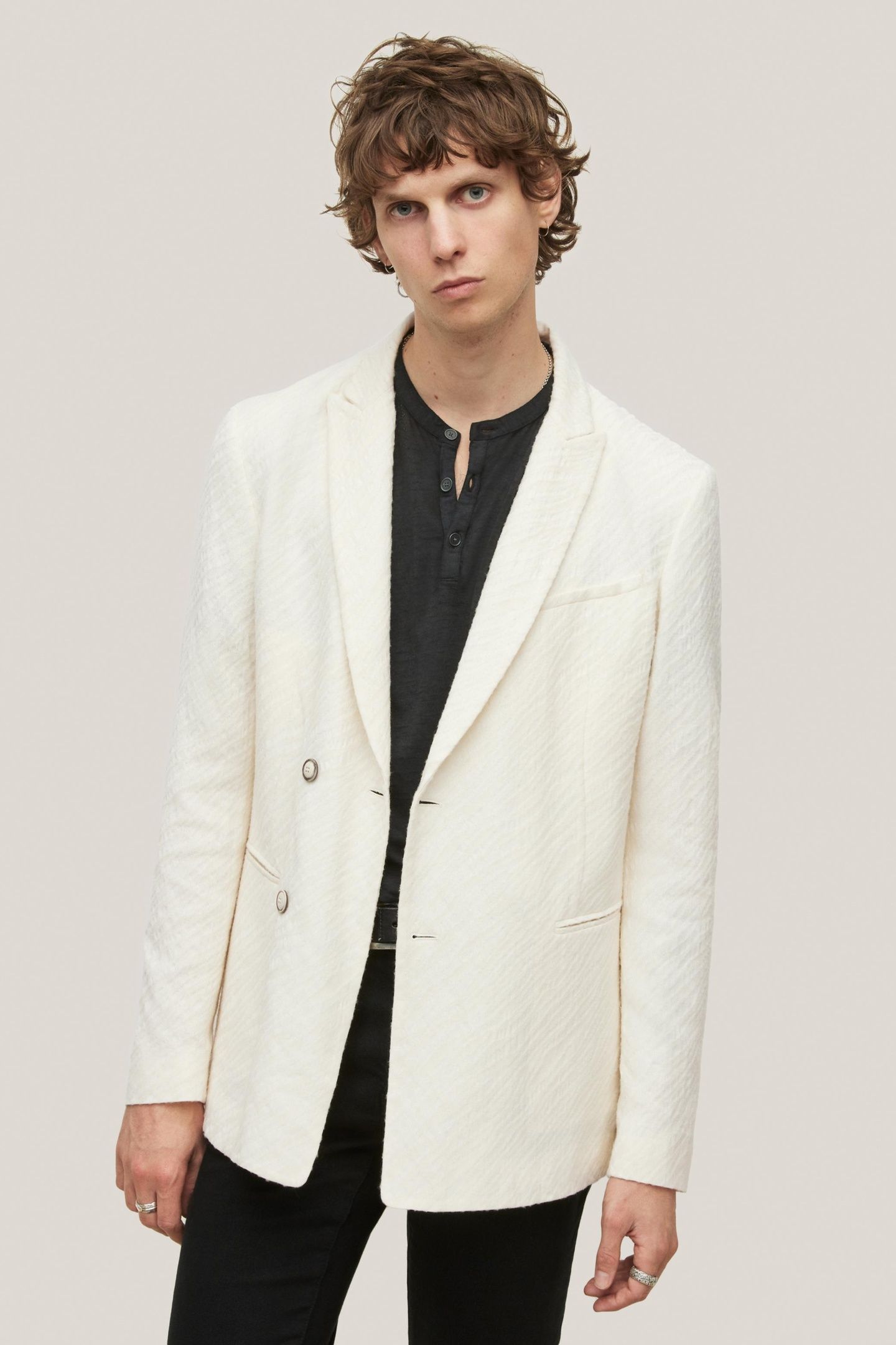 SLIM FIT PEAK LAPEL JACKE SALT 1