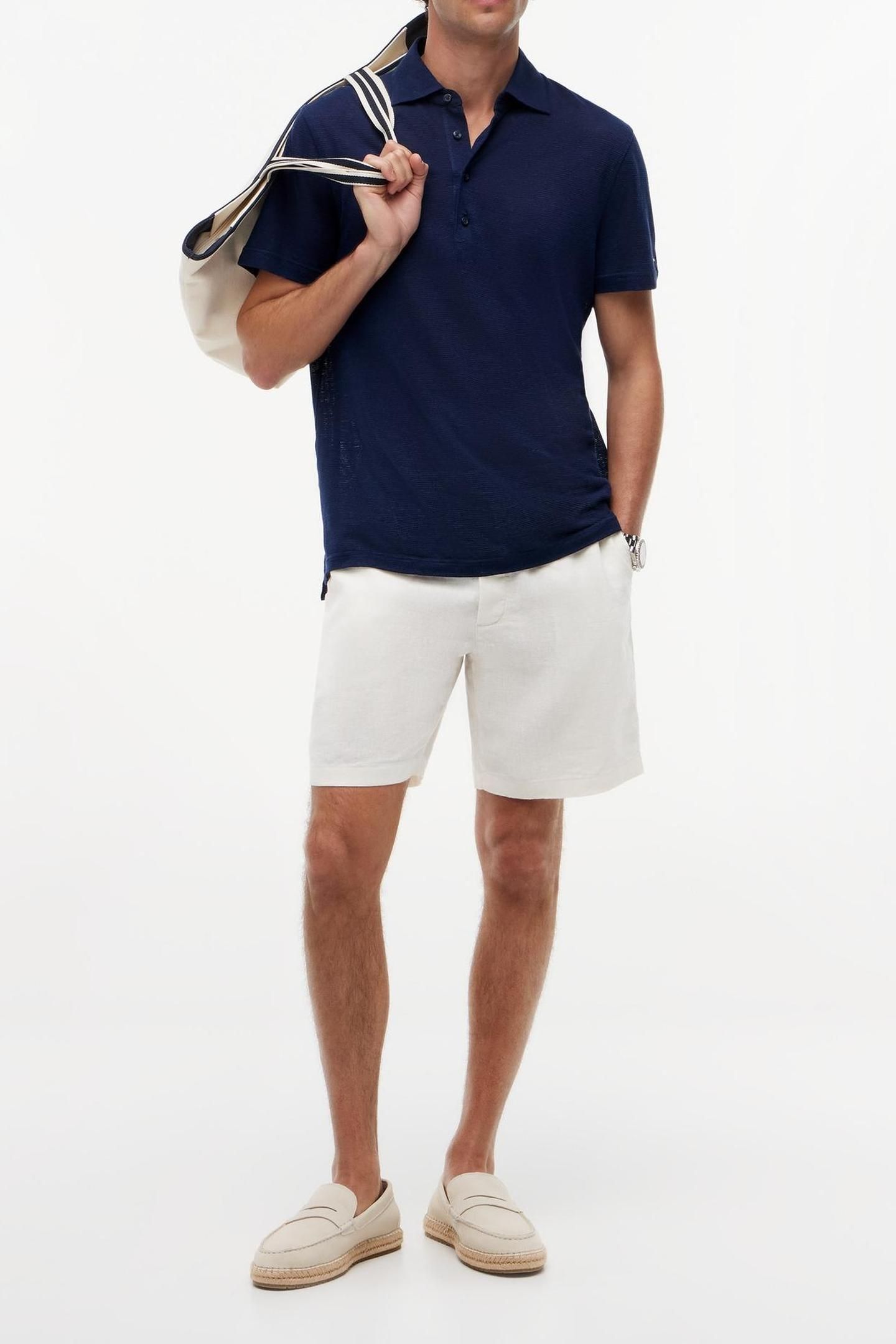 DC SPREAD COLLAR LINEN POLO NAVY IRIS 3