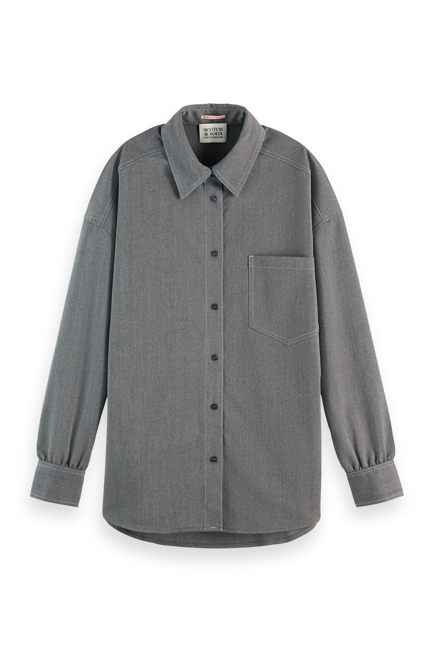 GIRLFRIEND HERRINGBONE SHIRT GREY BLACK HERRINGBONE 5