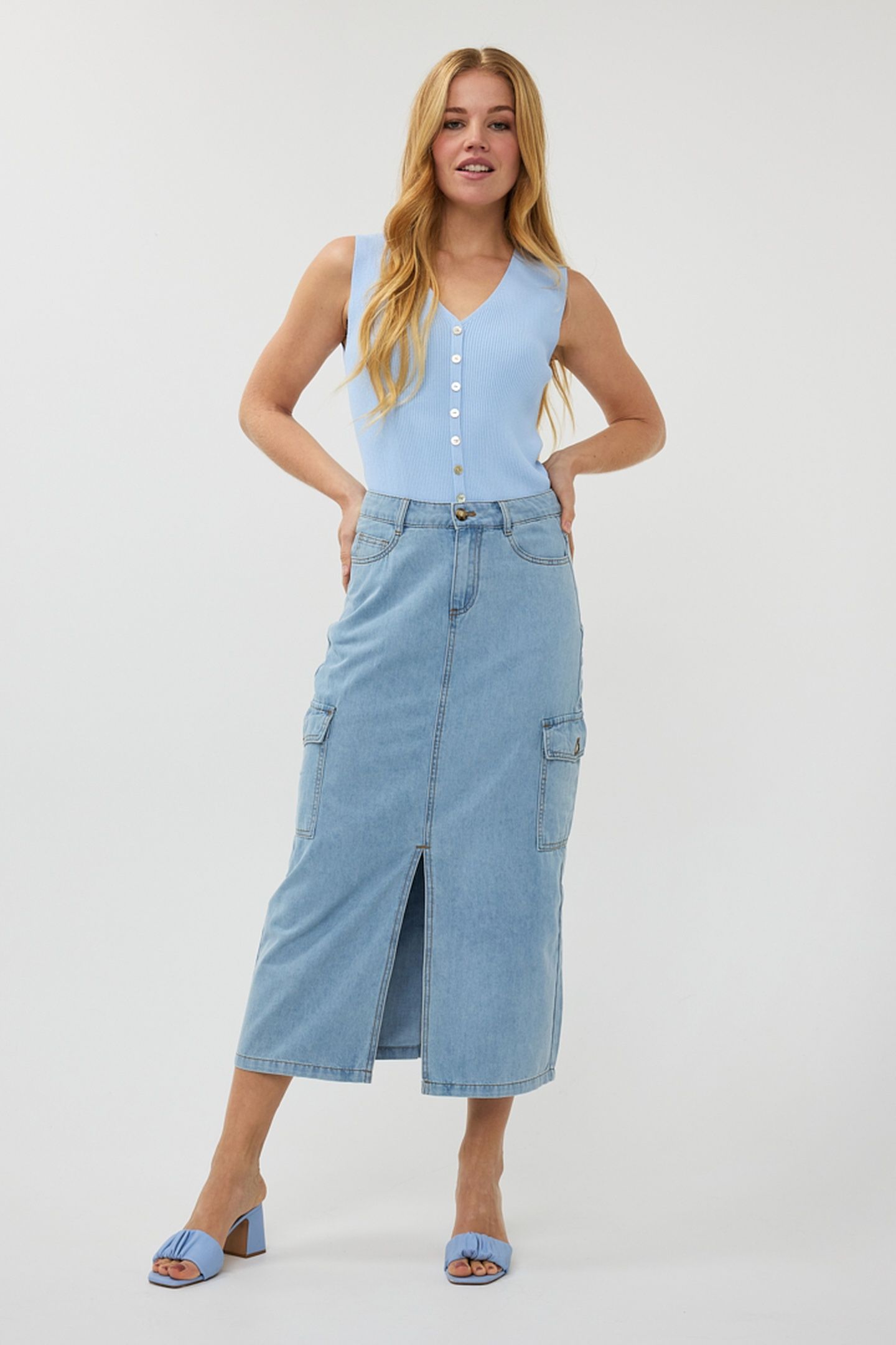 SKIRT CARGO MIDI JEANS BLUE 3