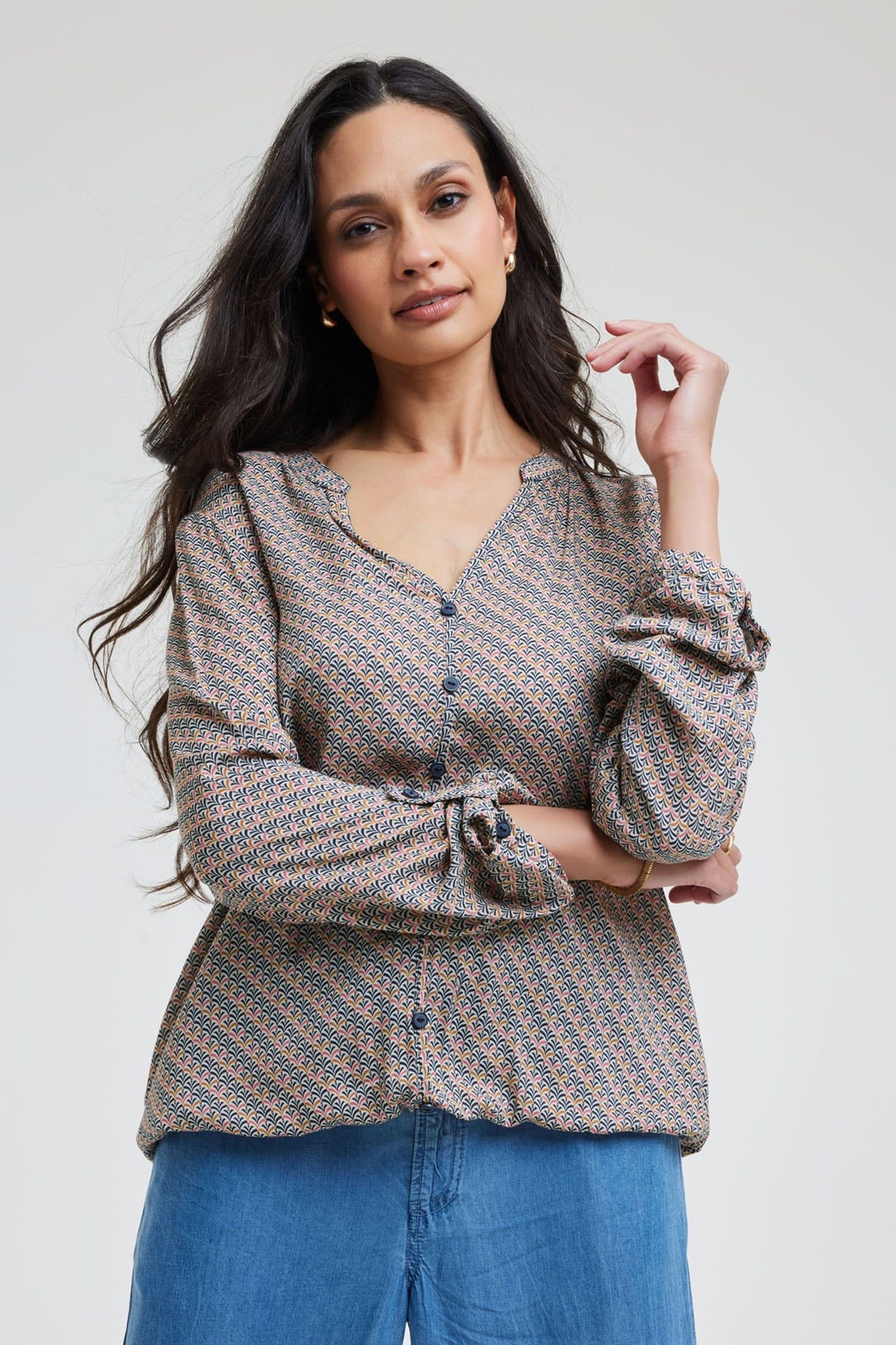 BLOUSE NILLY SAND WITH PURE PRINT 1