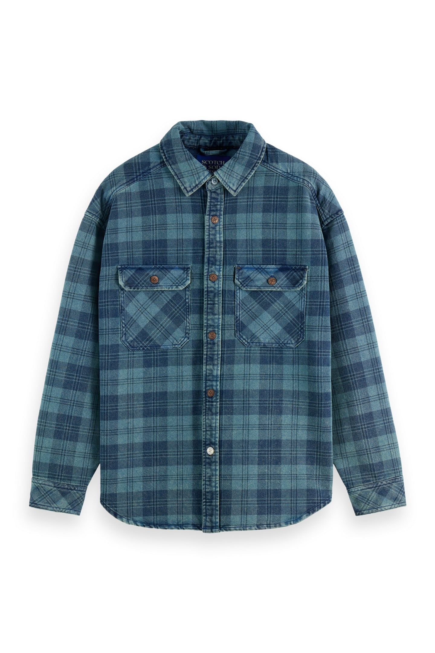 WASHED DENIM CHECKED OVERSHIRT INDIGO CHECK 1