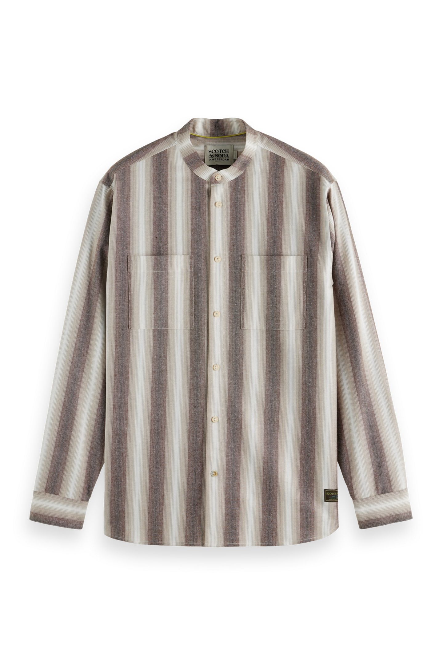 SHADOW-STRIPED COTTON SHIRT PLAZA TAUPE SHADOW STRIPE 1