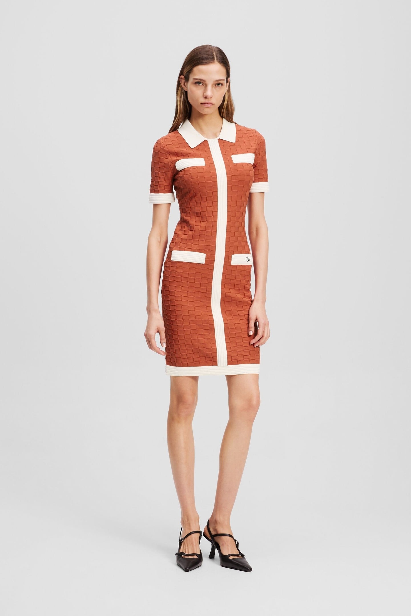 POLO CONTRAST KNIT DRESS CINNABAR 1