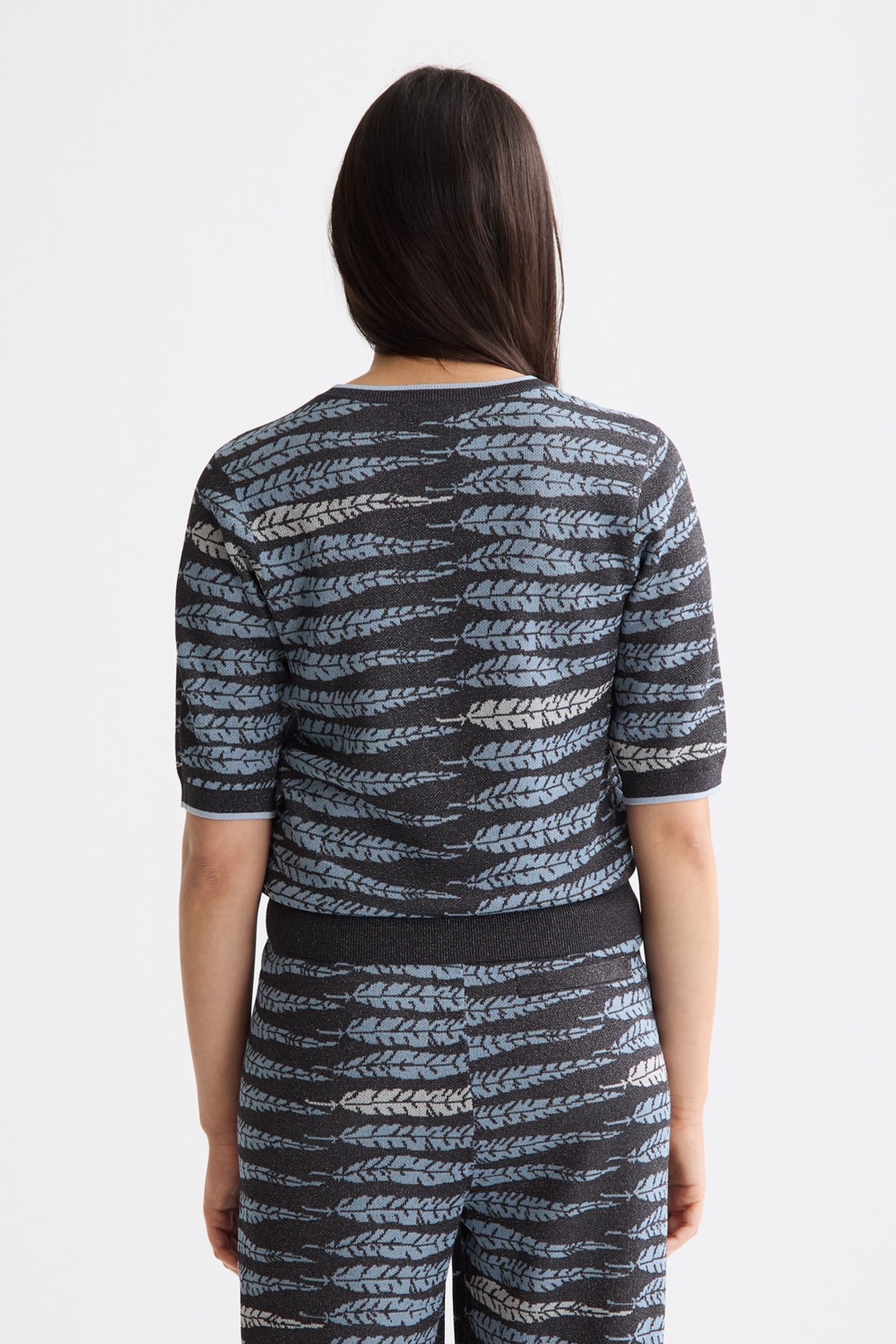 LUREX JACQUARD KNITTED TEE CHARCOAL ART 3