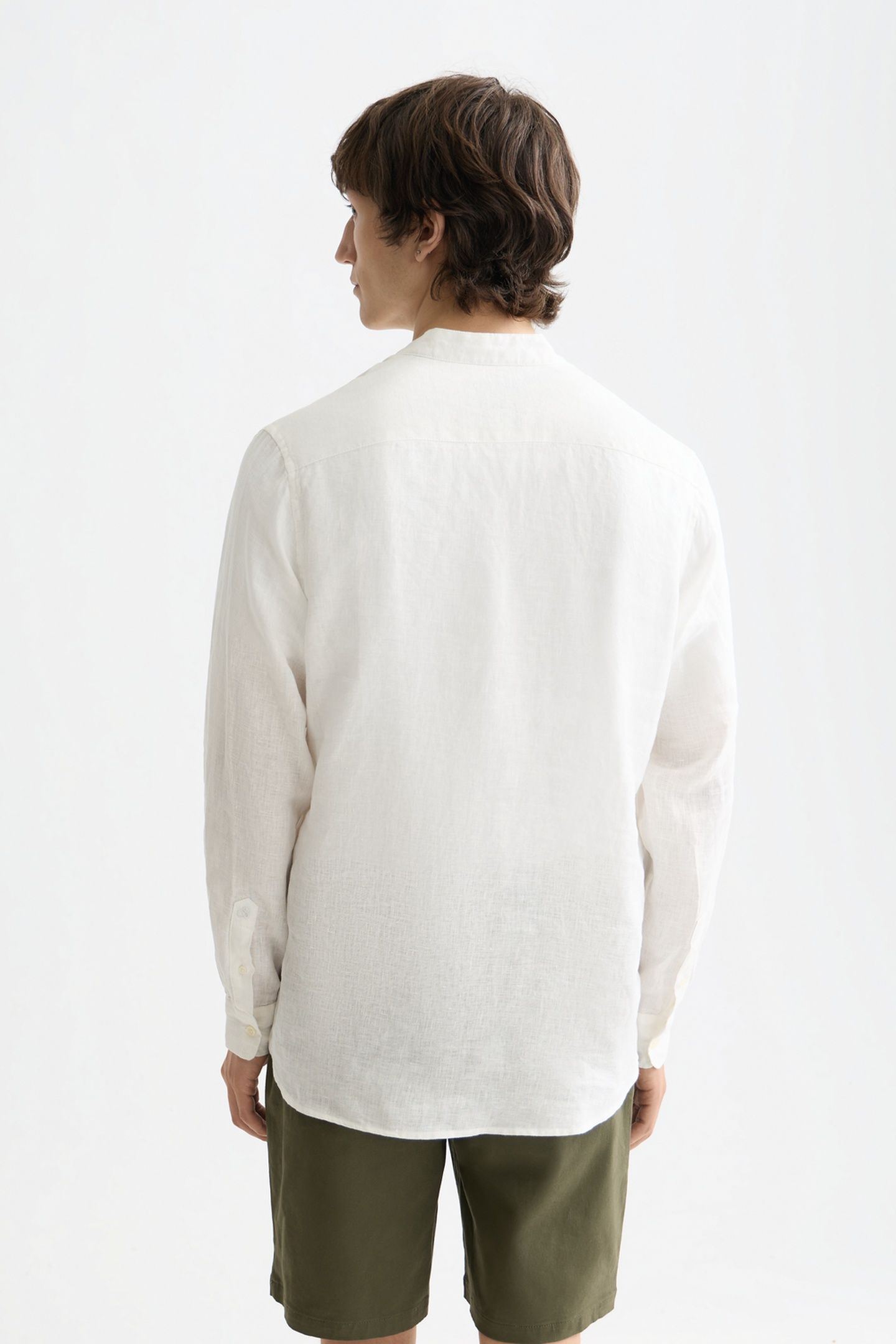 LINEN SHIRT LS STAND UP COLLAR OFF WHITE 3