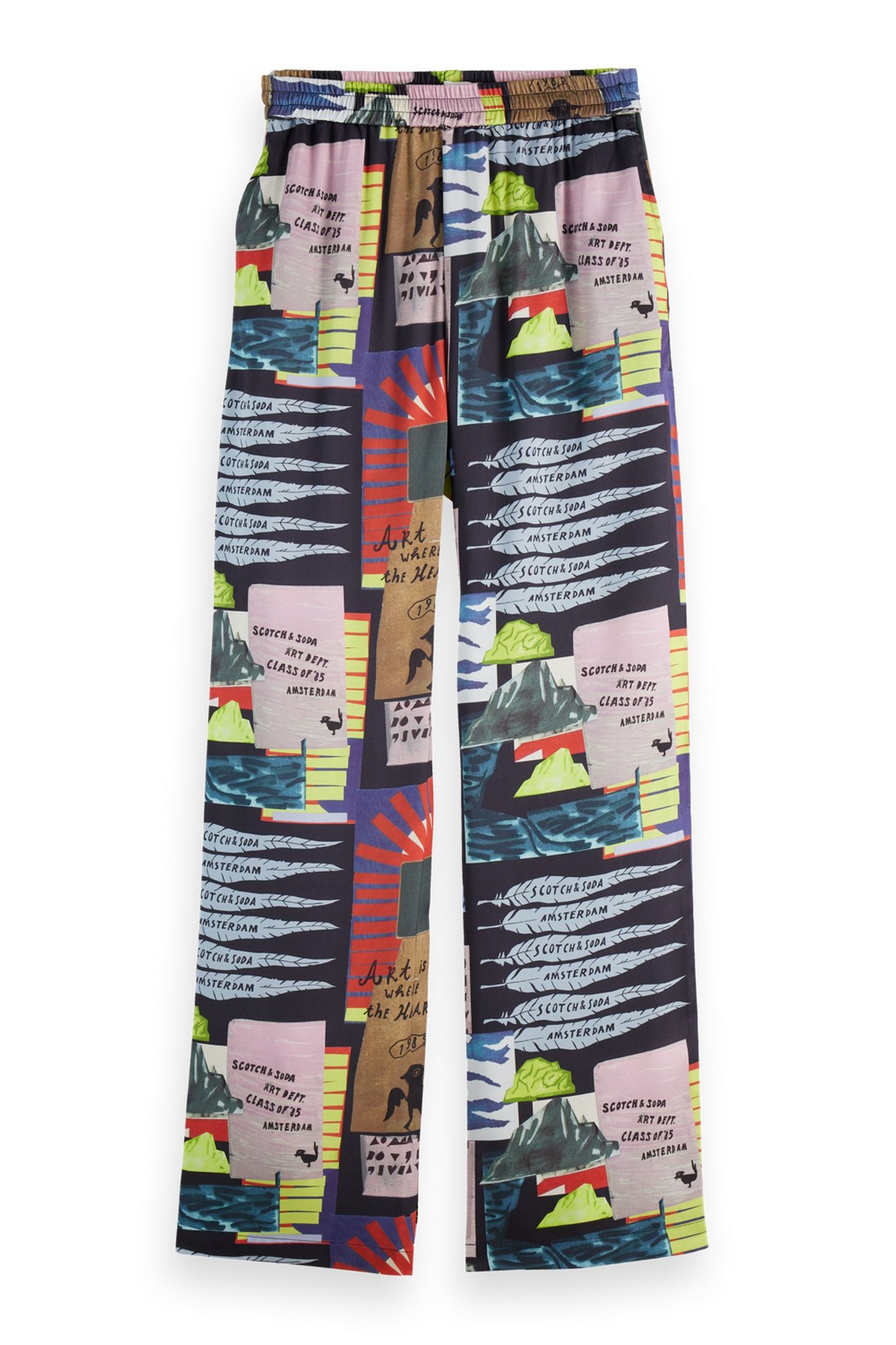 GIA - MID RISE WIDE LEG ELASTICATED TROUSERS ART DEPT COLLAG 4