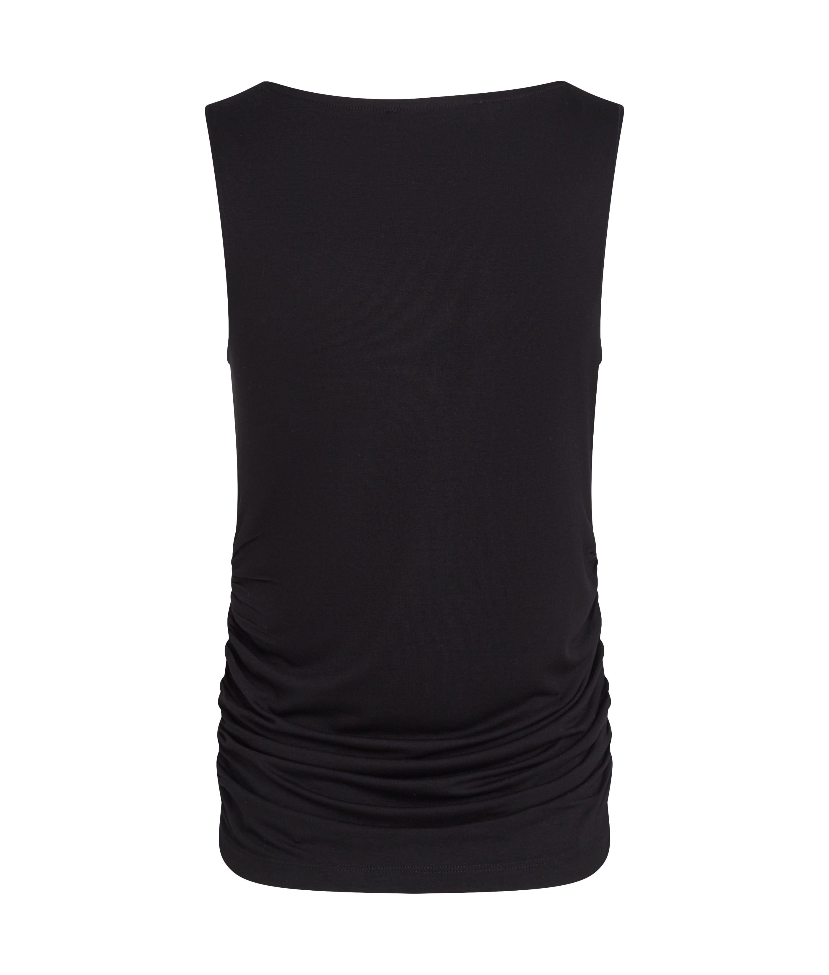 BOAT NECK RUCHED DETAIL TOP BLACK 2