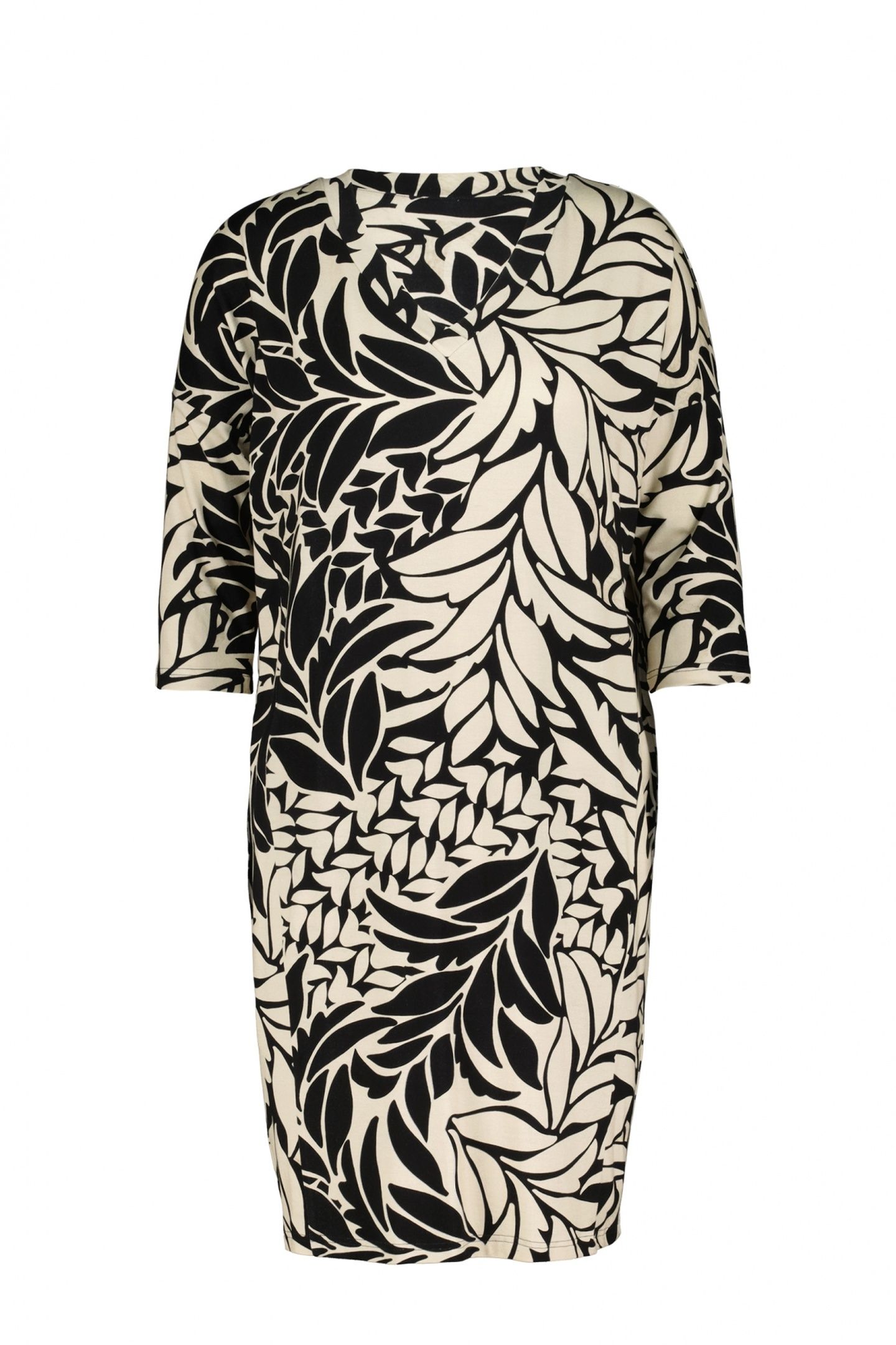 FANCY V-DRESS BLACK WITH OASIS PRINT 5