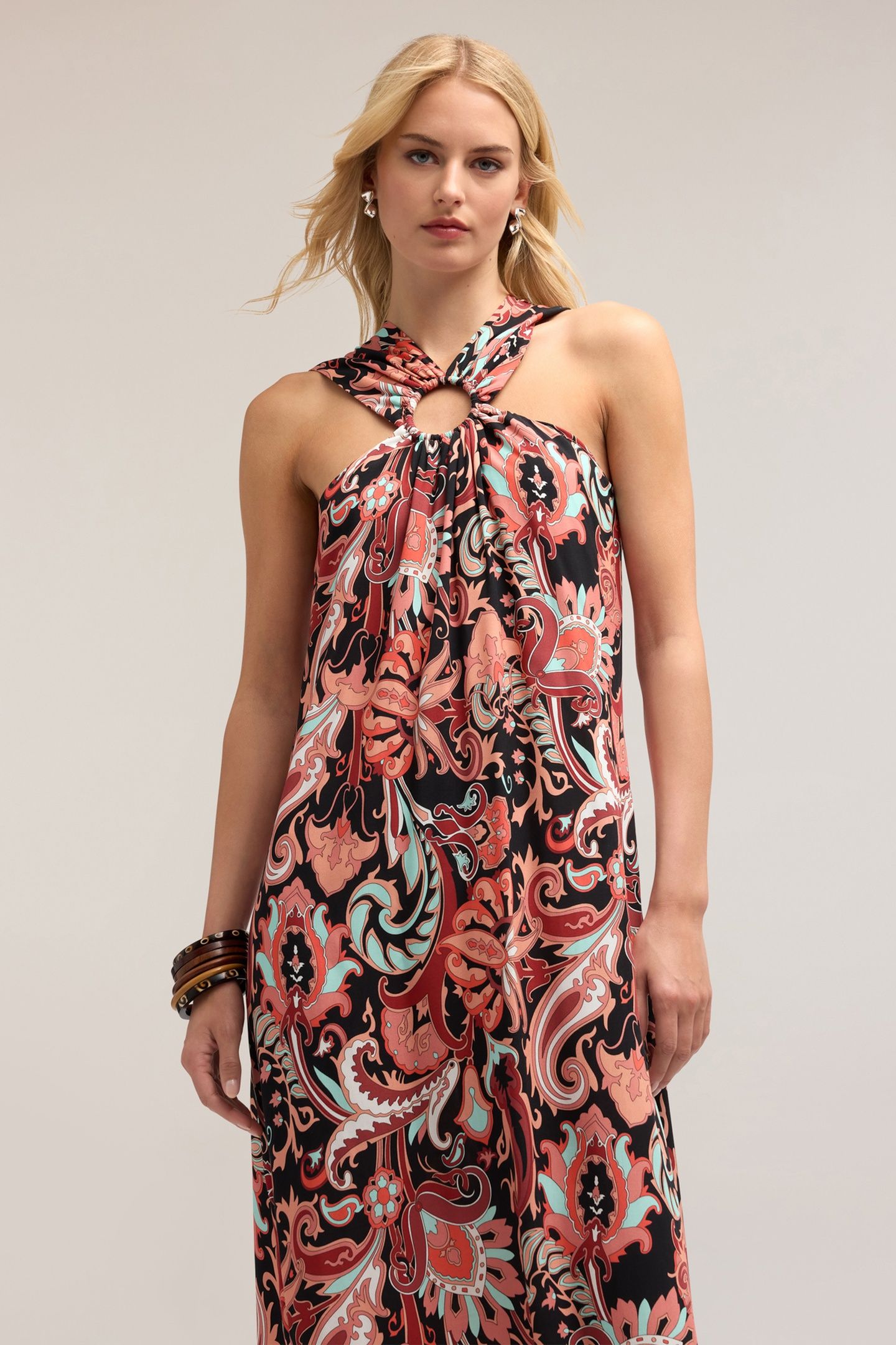 LONG DRESS WITH ETHNIC PATTERN RED 3