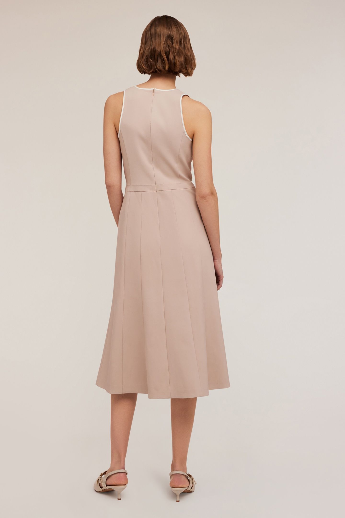 FLARE DRESS WITH INSERT BEIGE 2