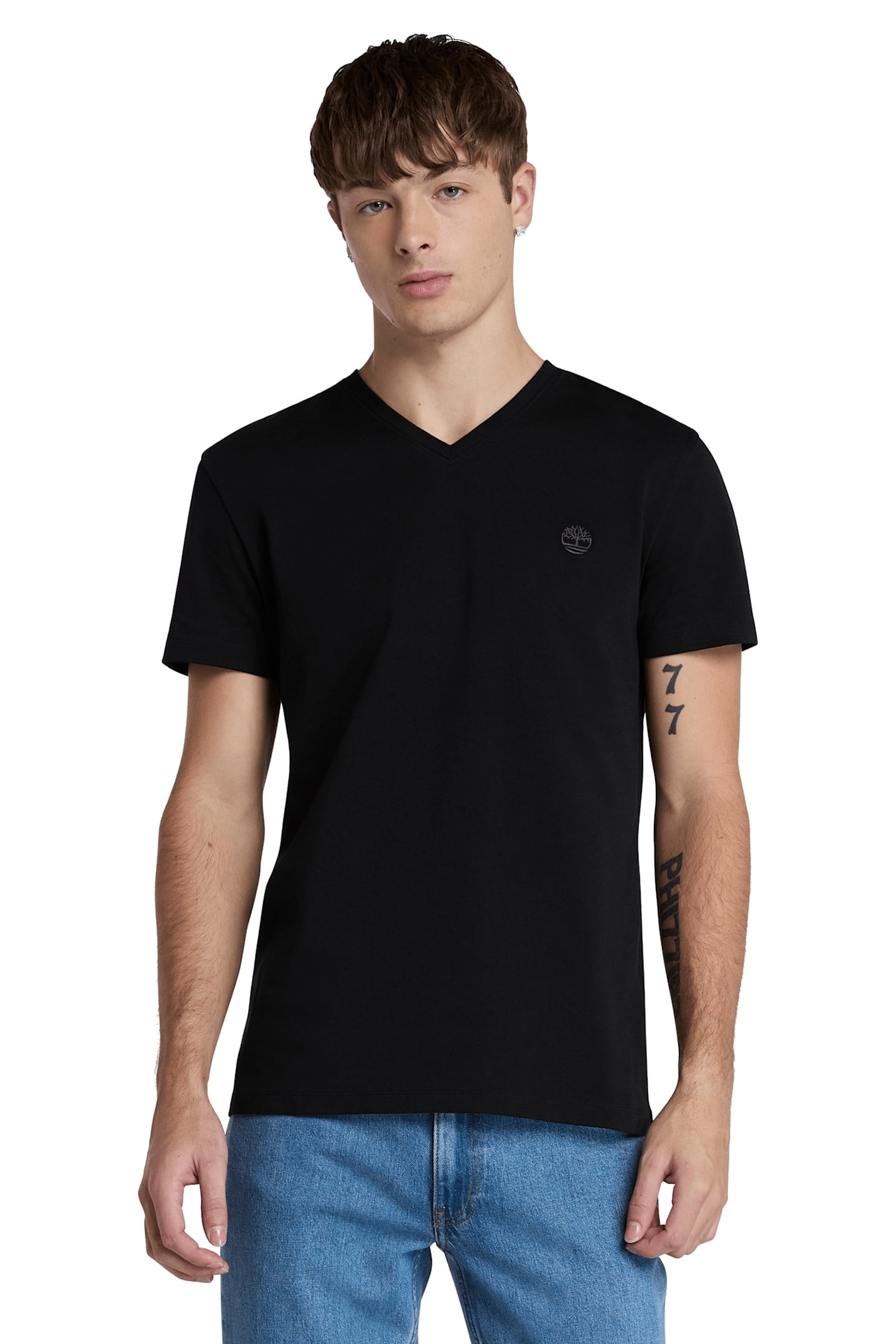 V NECK SHORT SLEEVE TEE BLACK 1