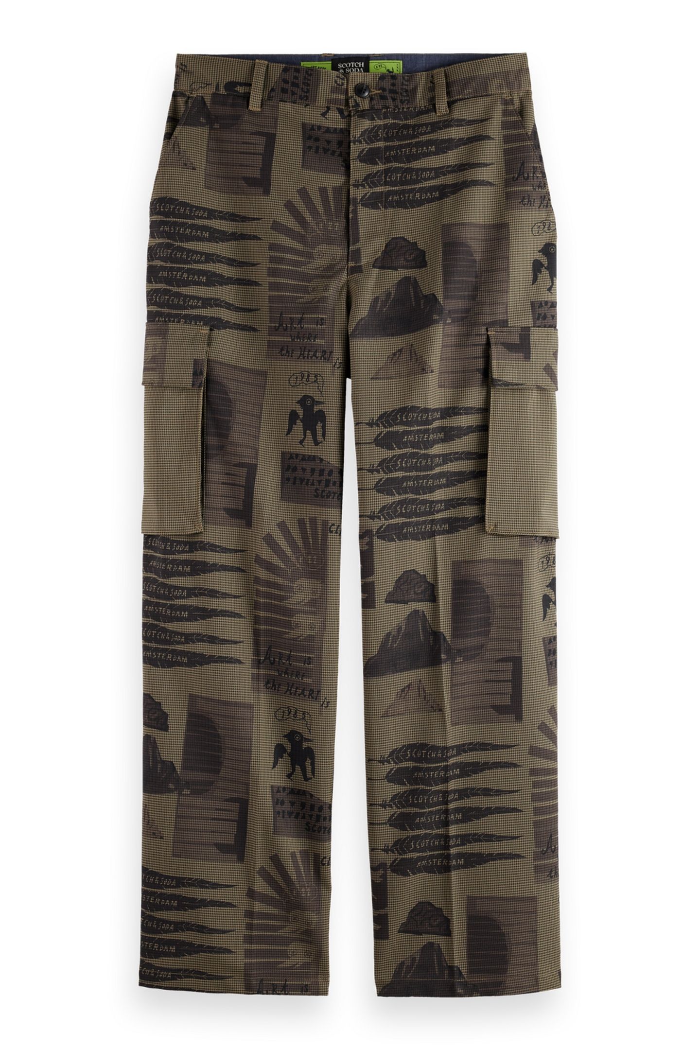 BAGGY FIT ALL-OVER PRINTED CARGO PANTS ART DEPT COLLAGE HOUN 1