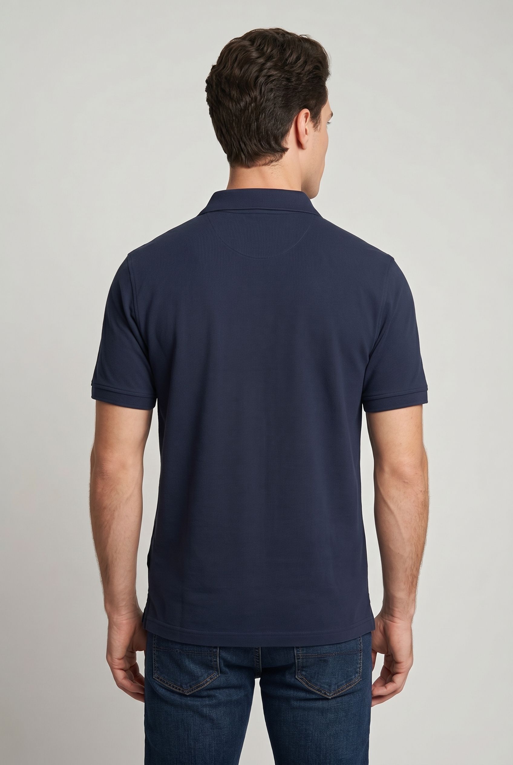 BRANDED COLLAR SHORT SLEEVE POLO NAVY 2