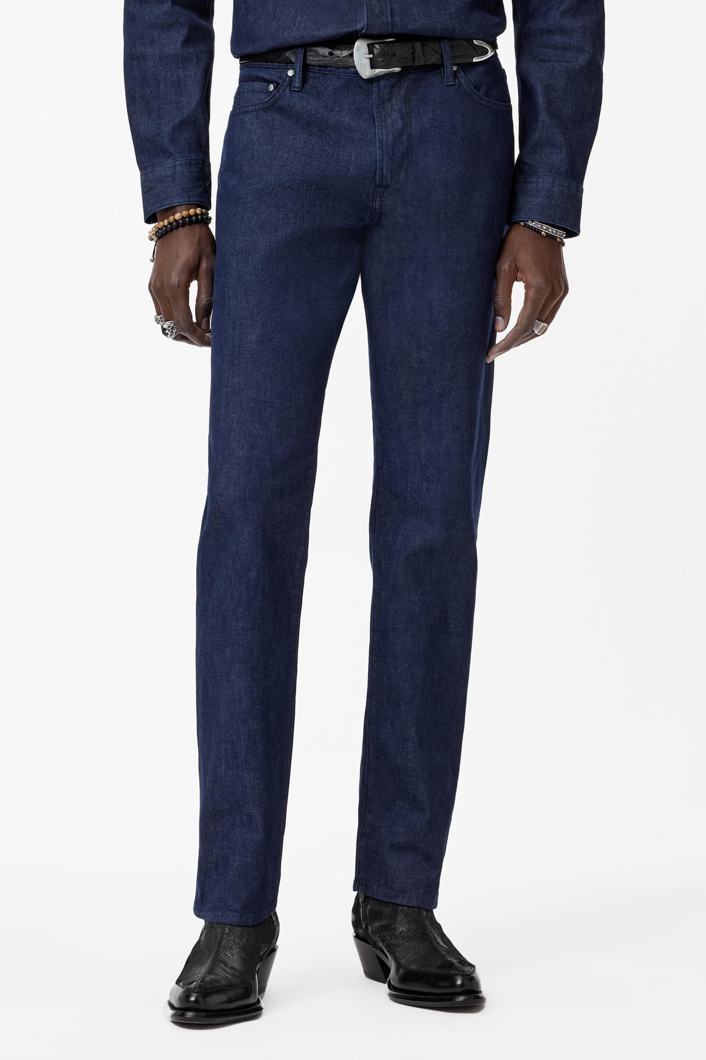 JEAN WITH BACK POCKET STUD EMBELLISHMENT LAKE BLUE 1