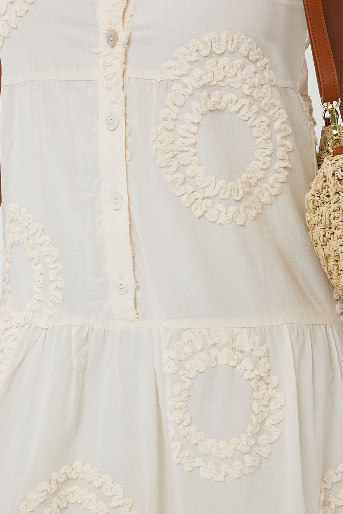 DRESS SLV/LSS 3D CIRCLED EMBROIDERY LIGHT SAND 6