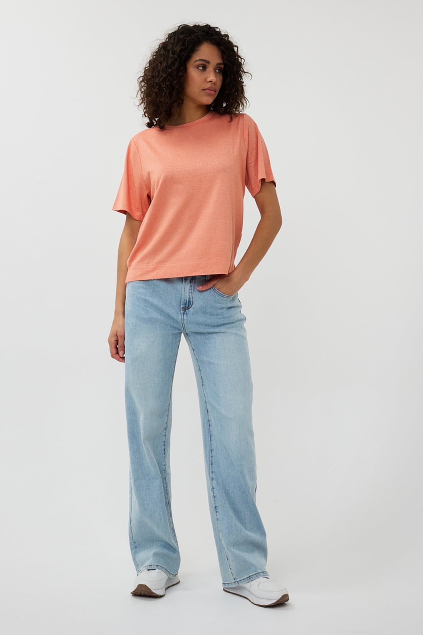 T-SHIRT S/SLVE WIDE FIT LUREX APRICOT 1