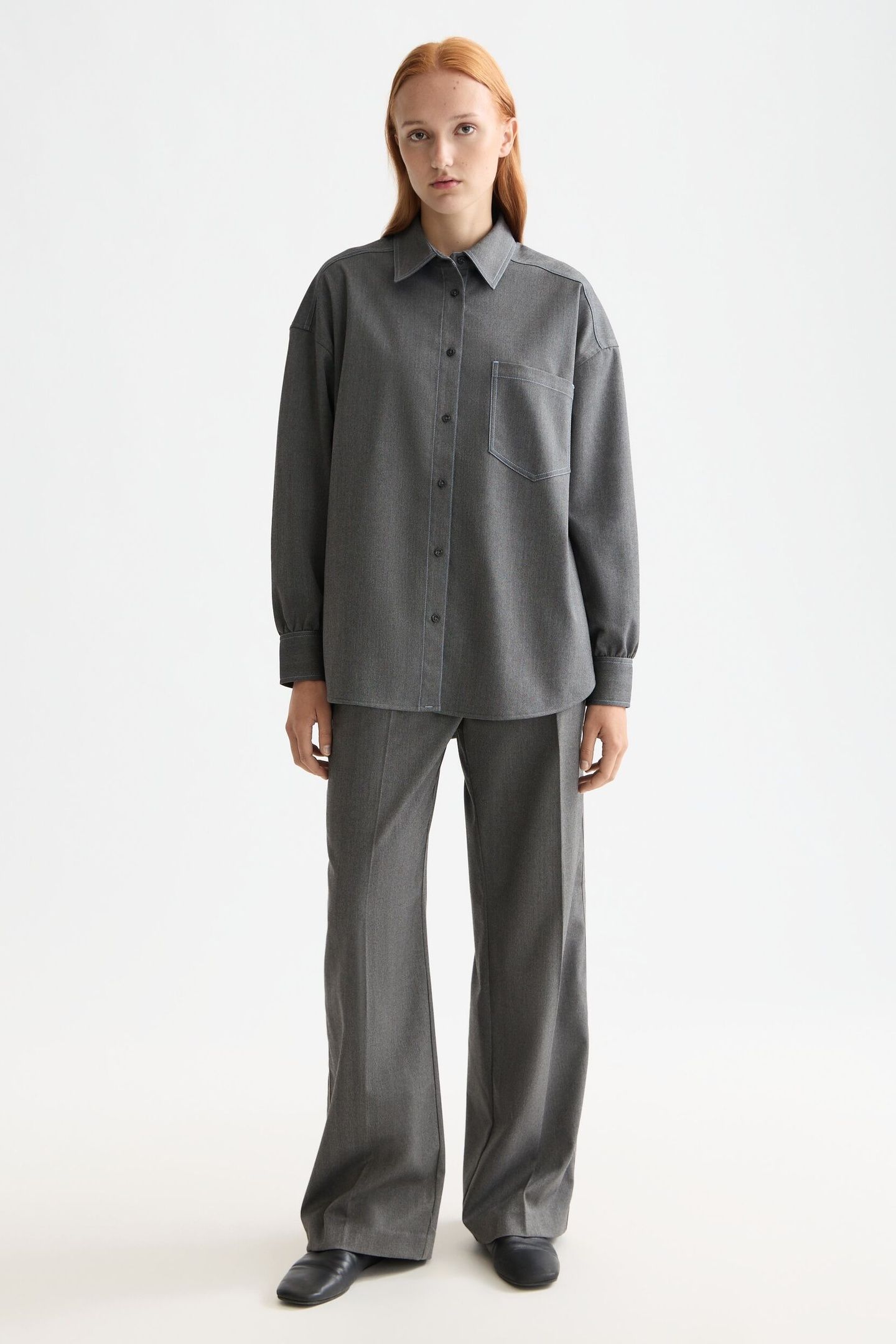 GIRLFRIEND HERRINGBONE SHIRT GREY BLACK HERRINGBONE 4