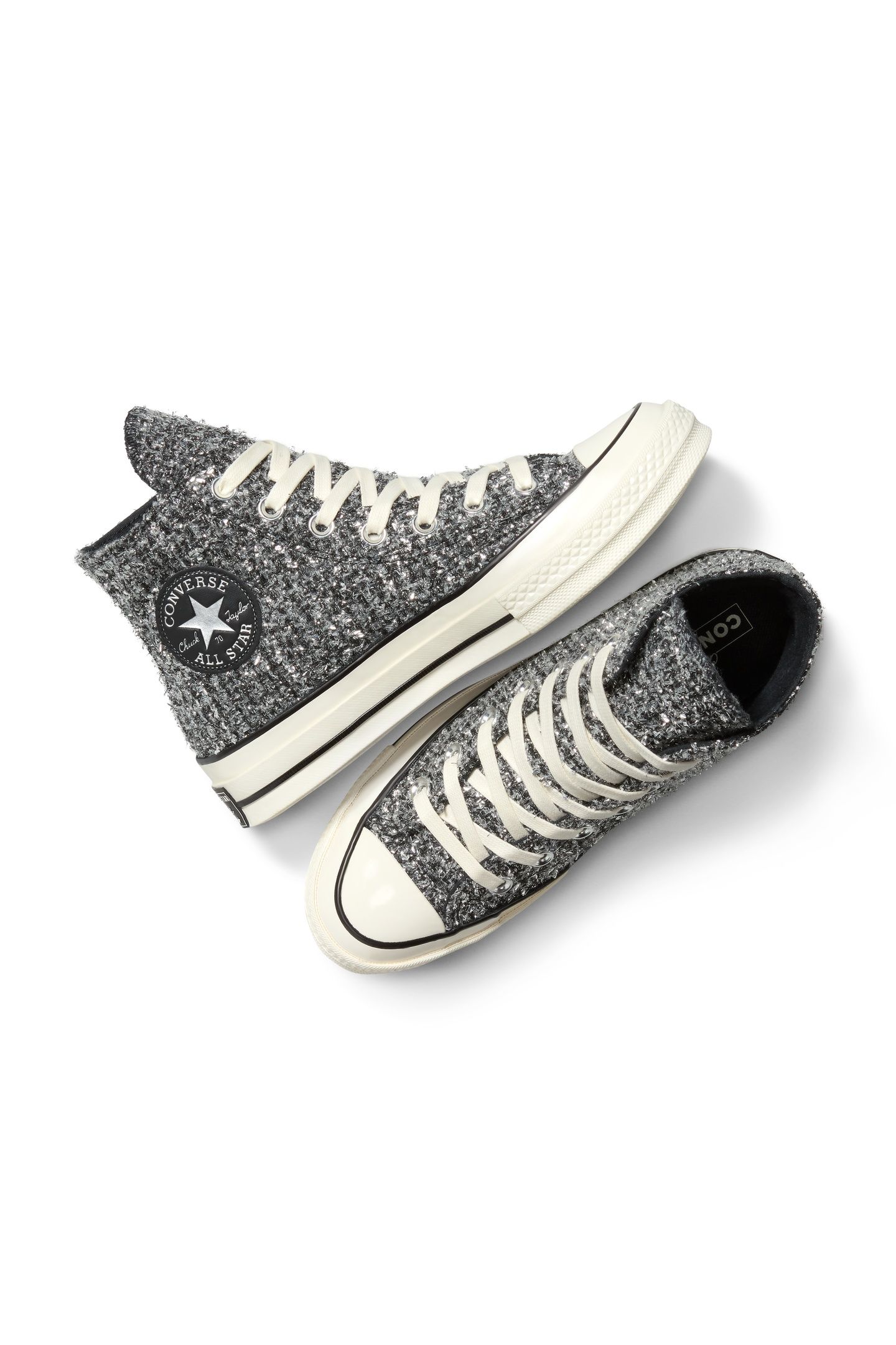 UNISEX CHUCK 70 HI BLACK/SILVER/EGRET 5