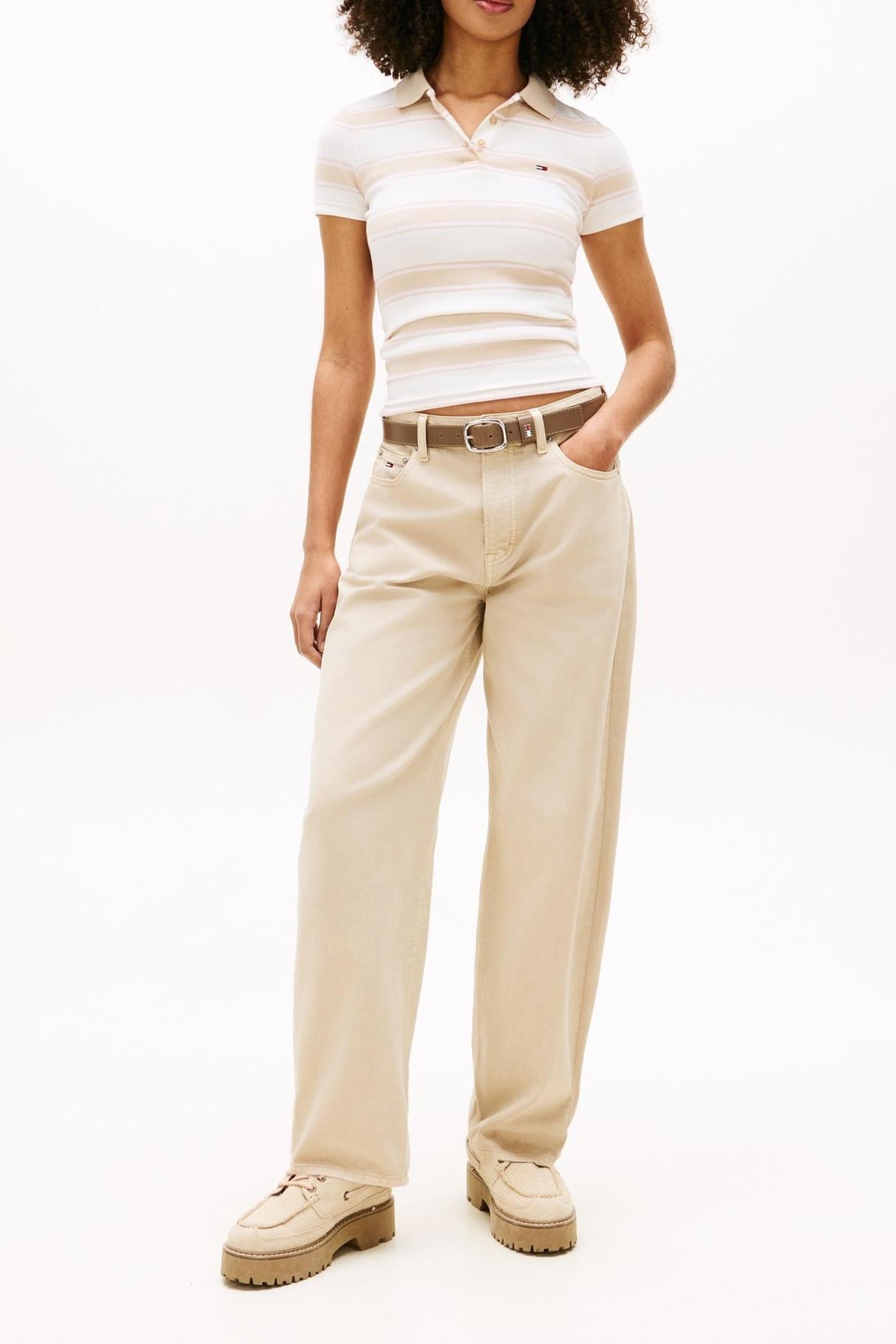TJW SLIM RIB SS POLO WHITE CLAY/MULTI STRIPE 2