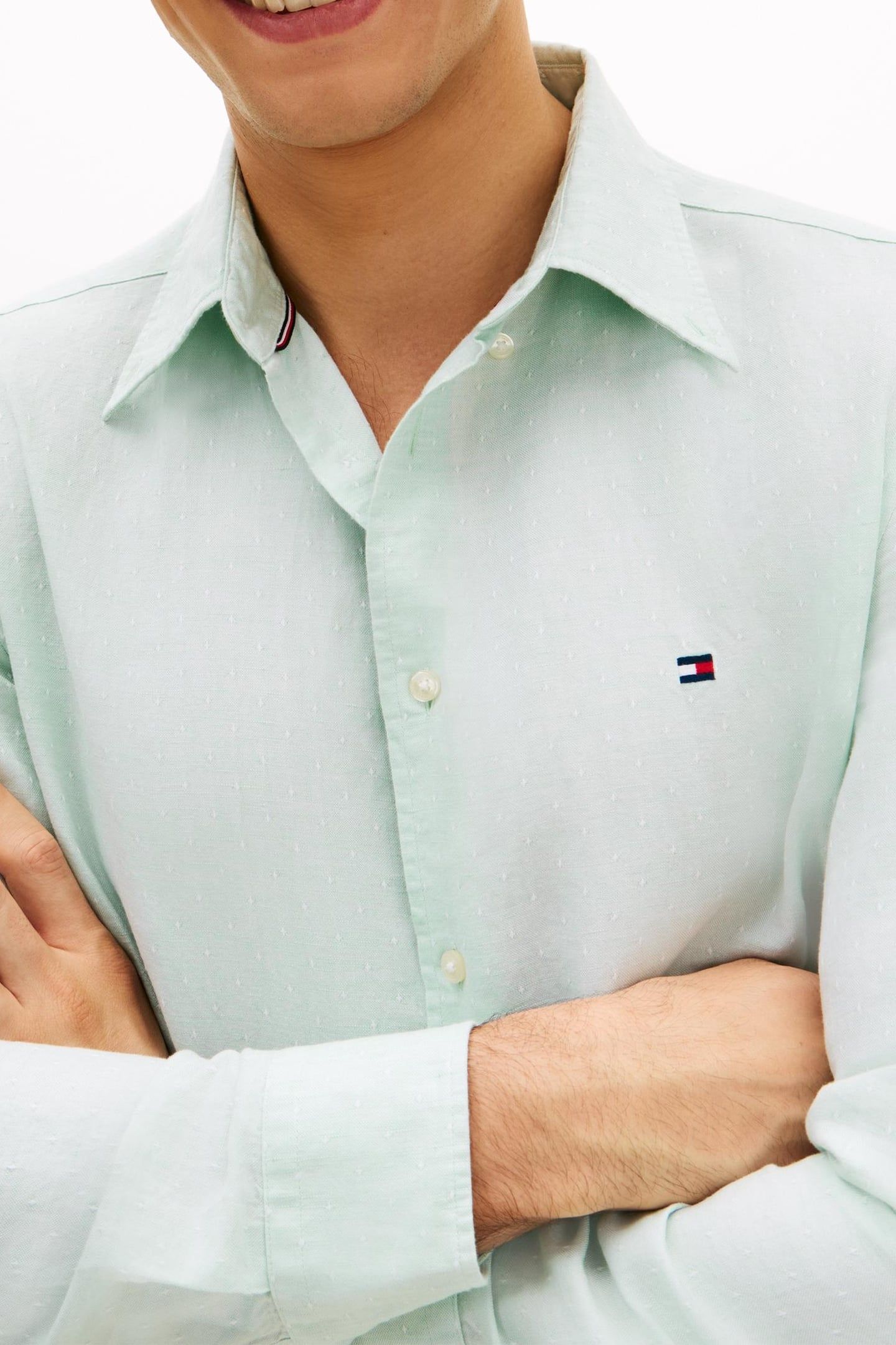 LINEN BLEND DOBBY RF SHIRT CRUSHED MINT 5