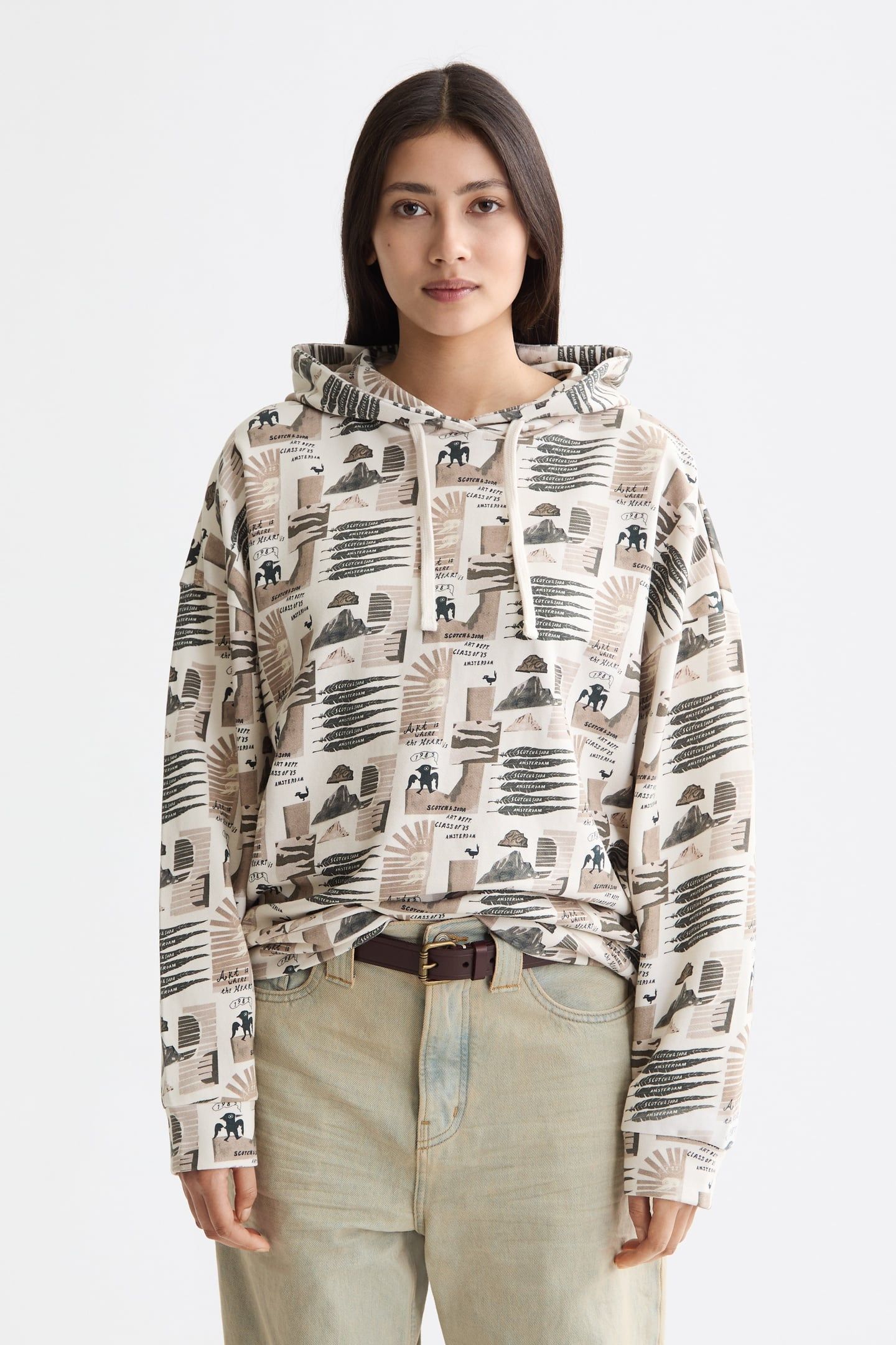 ALL OVER PRINTED OVERSIZED FIT HOODIE ART DEPT COLLAGE GREY  1