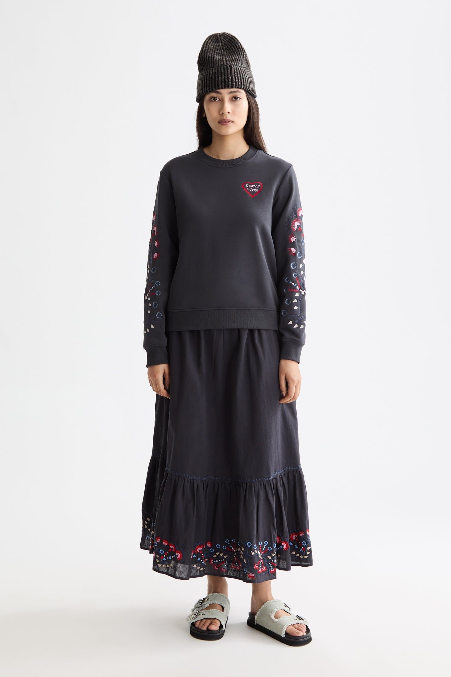 EMBROIDERED REGULAR FIT SWEATSHIRT CHARCOAL ART 2