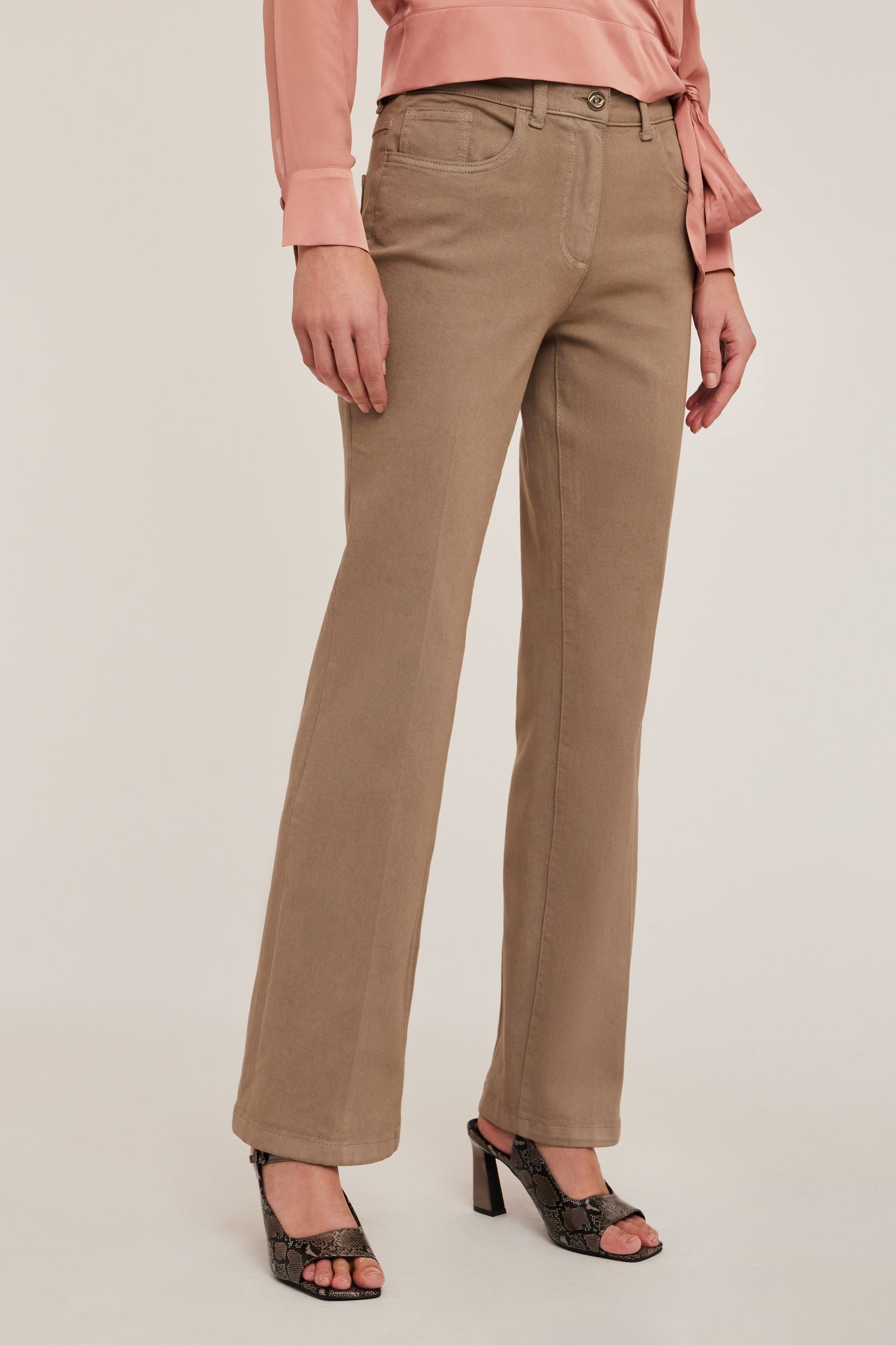 DRILL BOOTLEG TROUSERS BEIGE 1