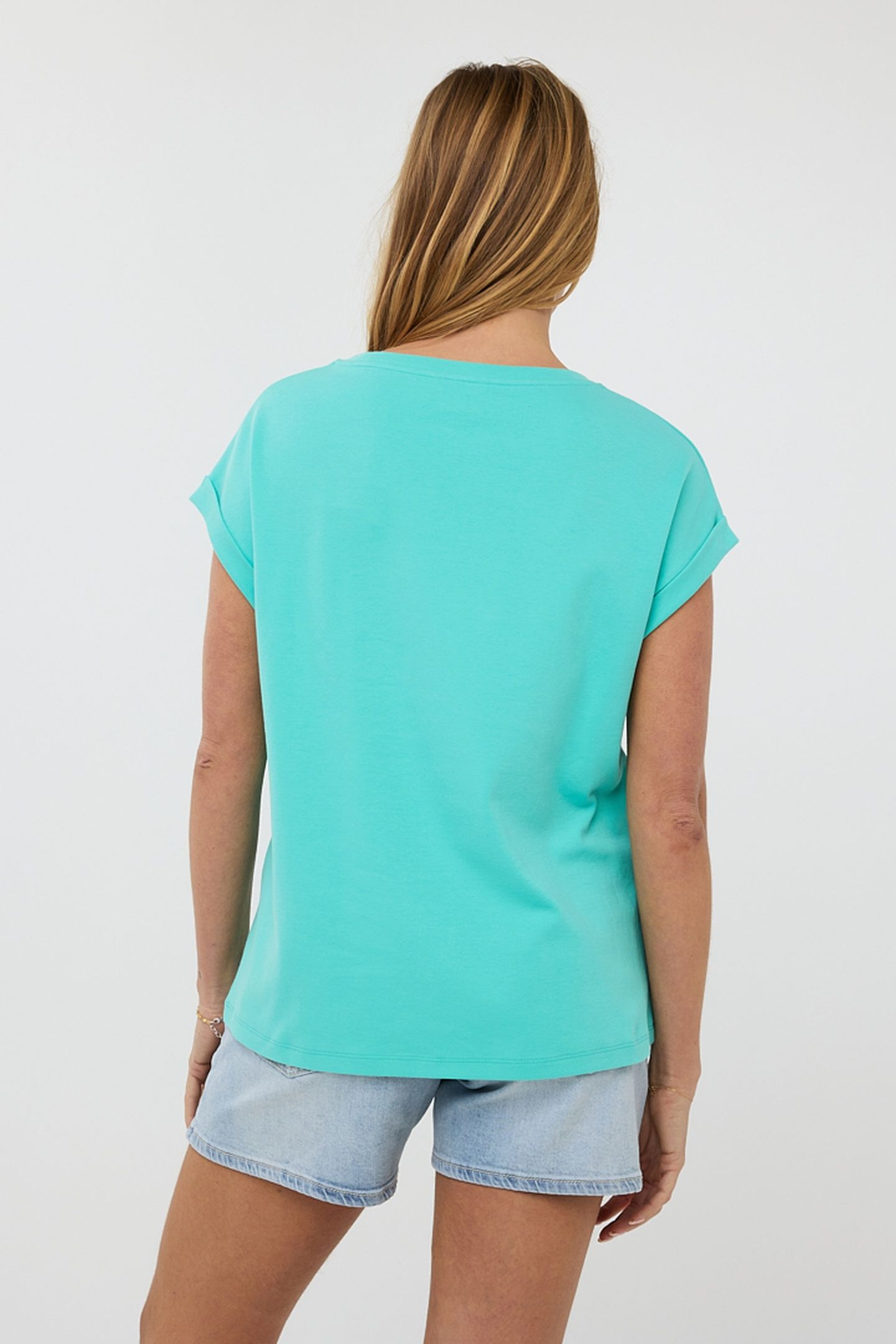 T-SHIRT ROLLED UP SLVE LAGOON 3